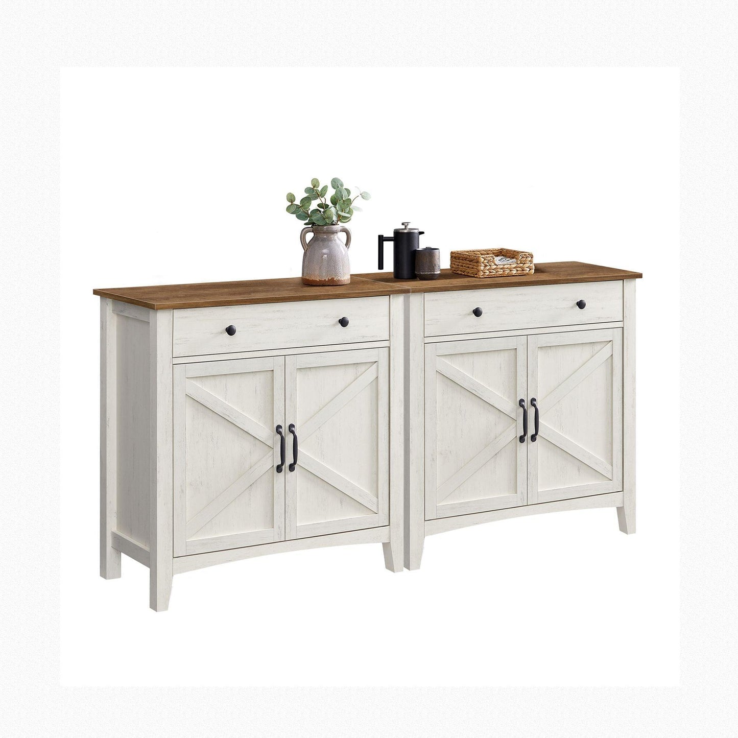 Buffet Cabinet Set of 2, Sideboard Cabinets with Storage and Drawer, with Doors, Height Adjustable Shelf FredCo