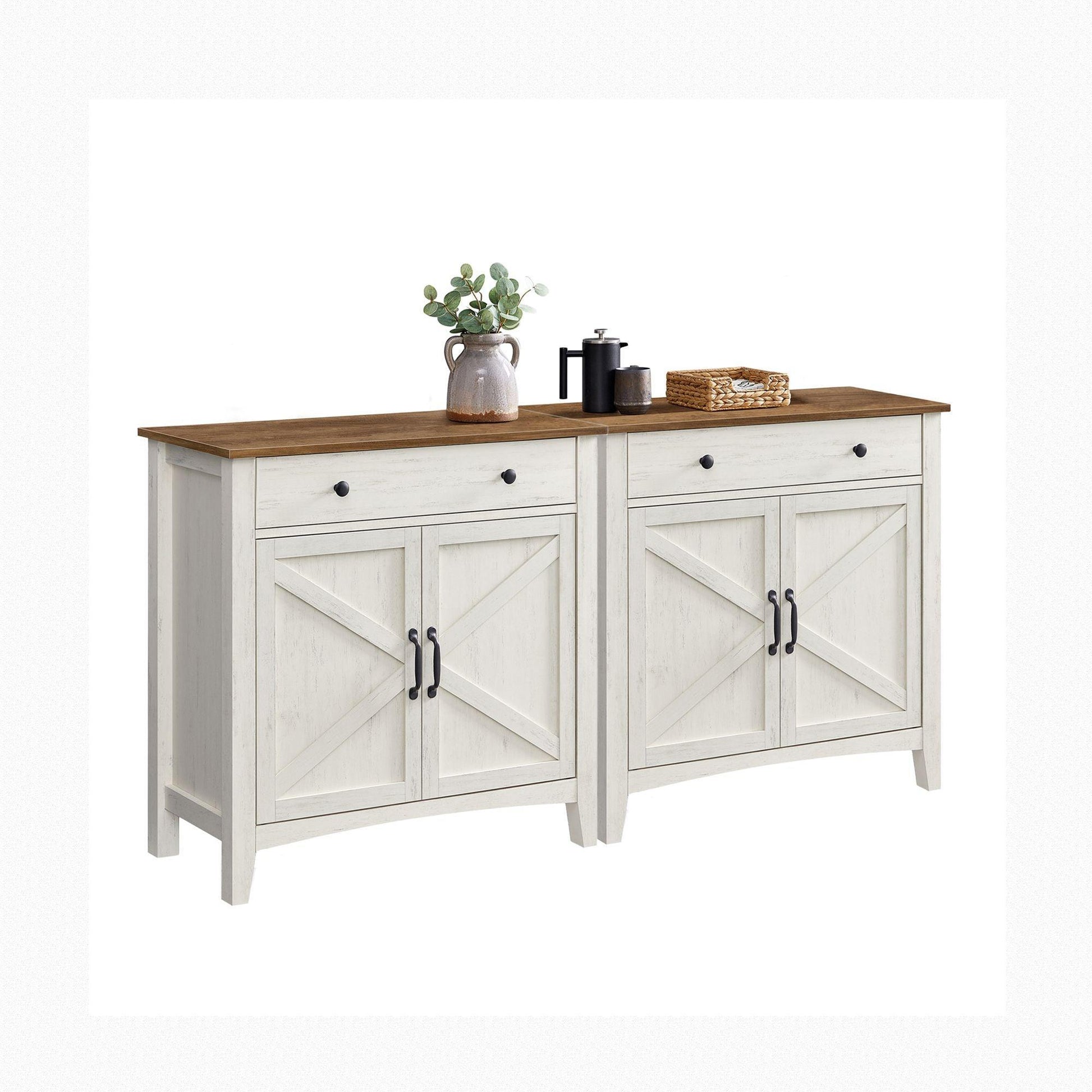 Buffet Cabinet Set of 2, Sideboard Cabinets with Storage and Drawer, with Doors, Height Adjustable Shelf FredCo