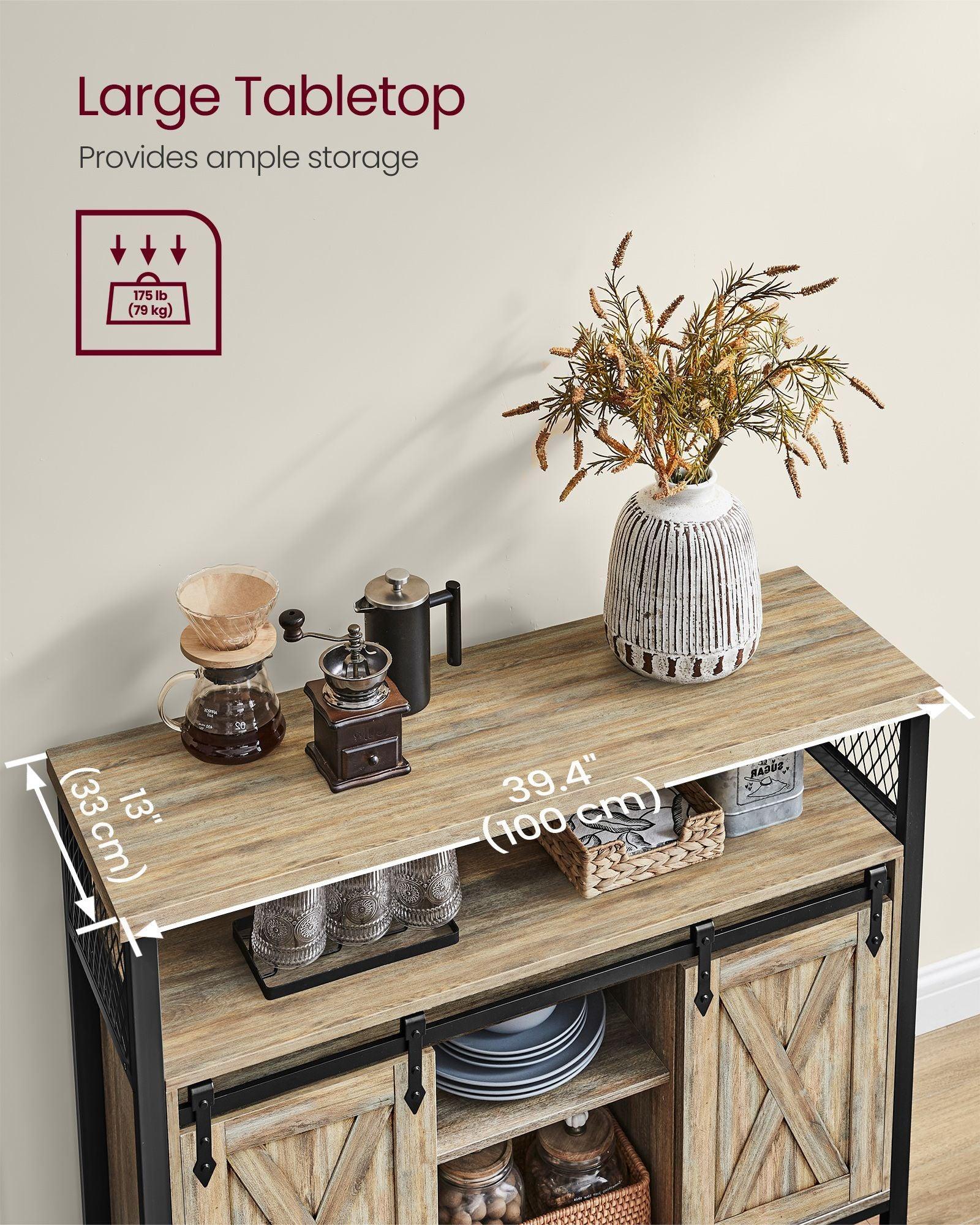 Buffet Storage Cabinet with 2 Doors Turquoise Brown and Ink Black FredCo