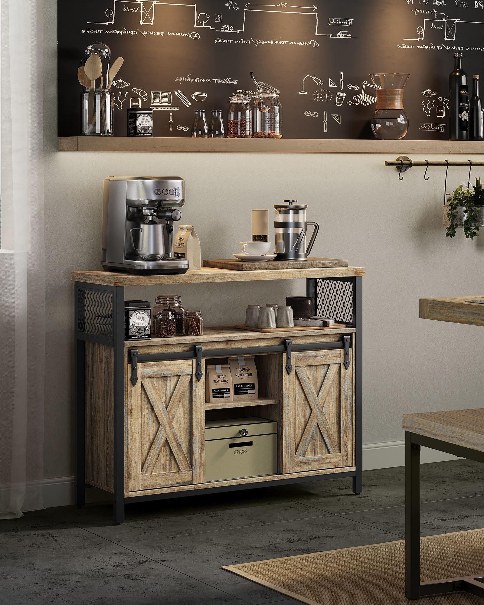 Buffet Storage Cabinet with 2 Doors Turquoise Brown and Ink Black FredCo