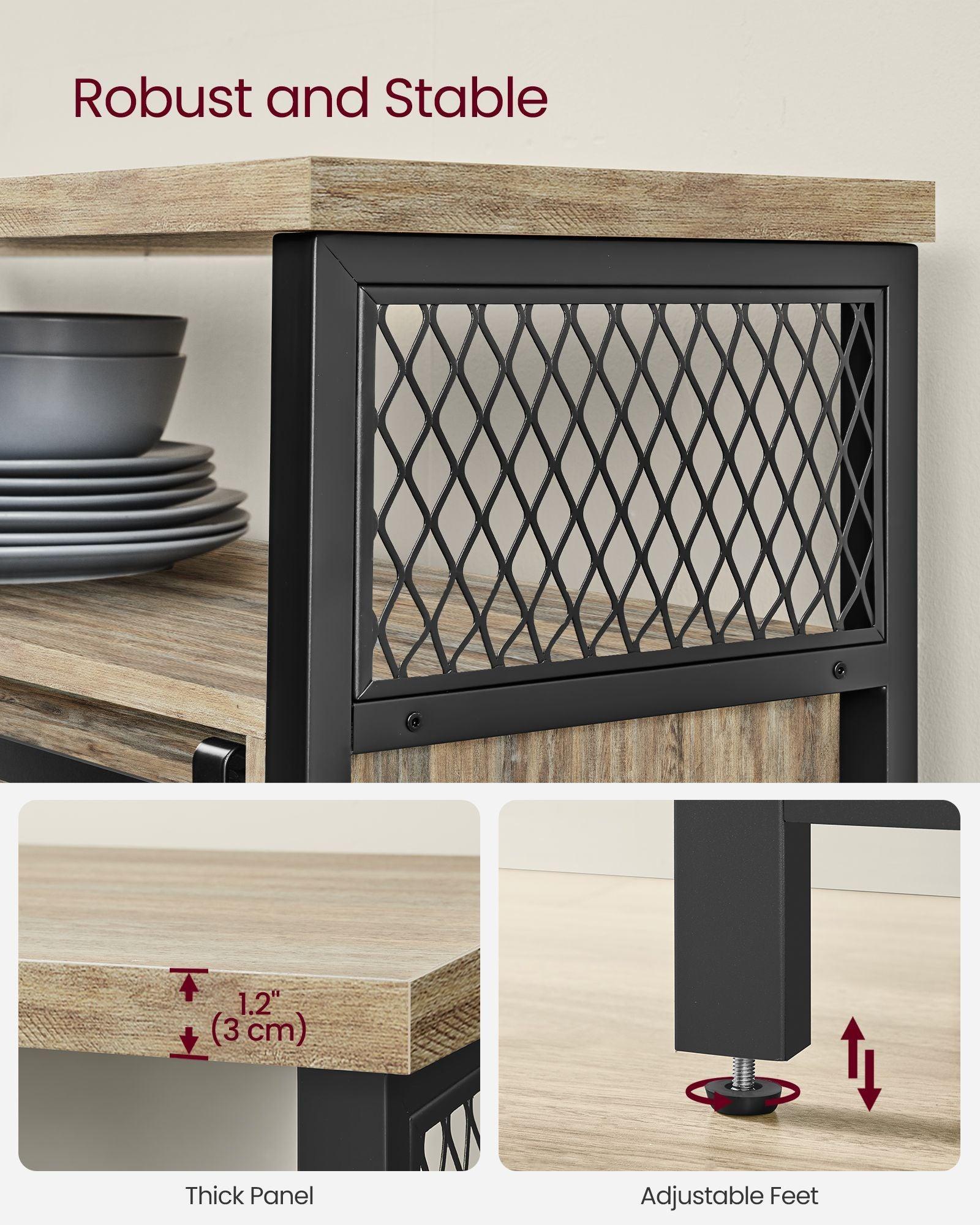 Buffet Storage Cabinet with 2 Doors Turquoise Brown and Ink Black FredCo