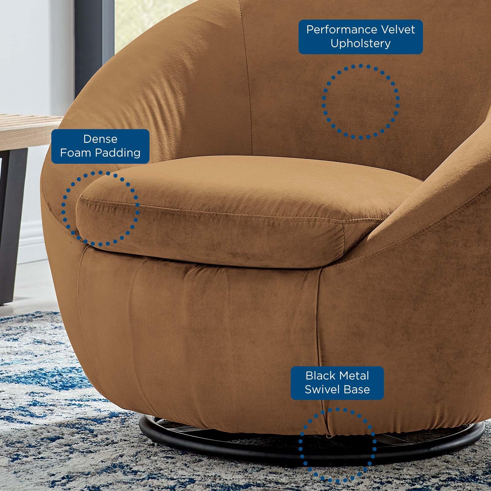 Buttercup Performance Velvet Swivel Chair, EEI-5007 FredCo