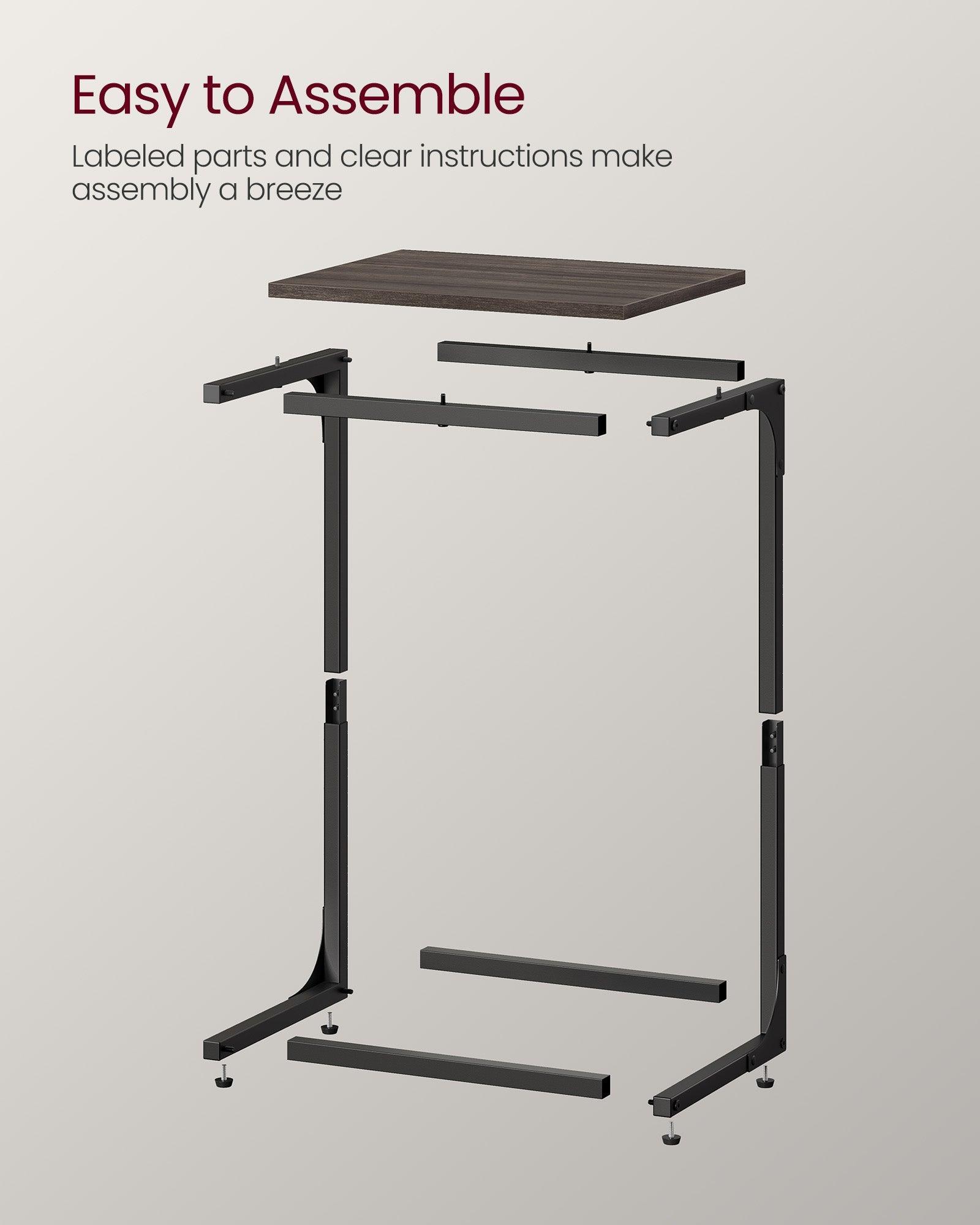 C-Shaped End Table Chestnut Brown and Black FredCo