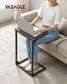 C-Shaped End Table Chestnut Brown and Black FredCo