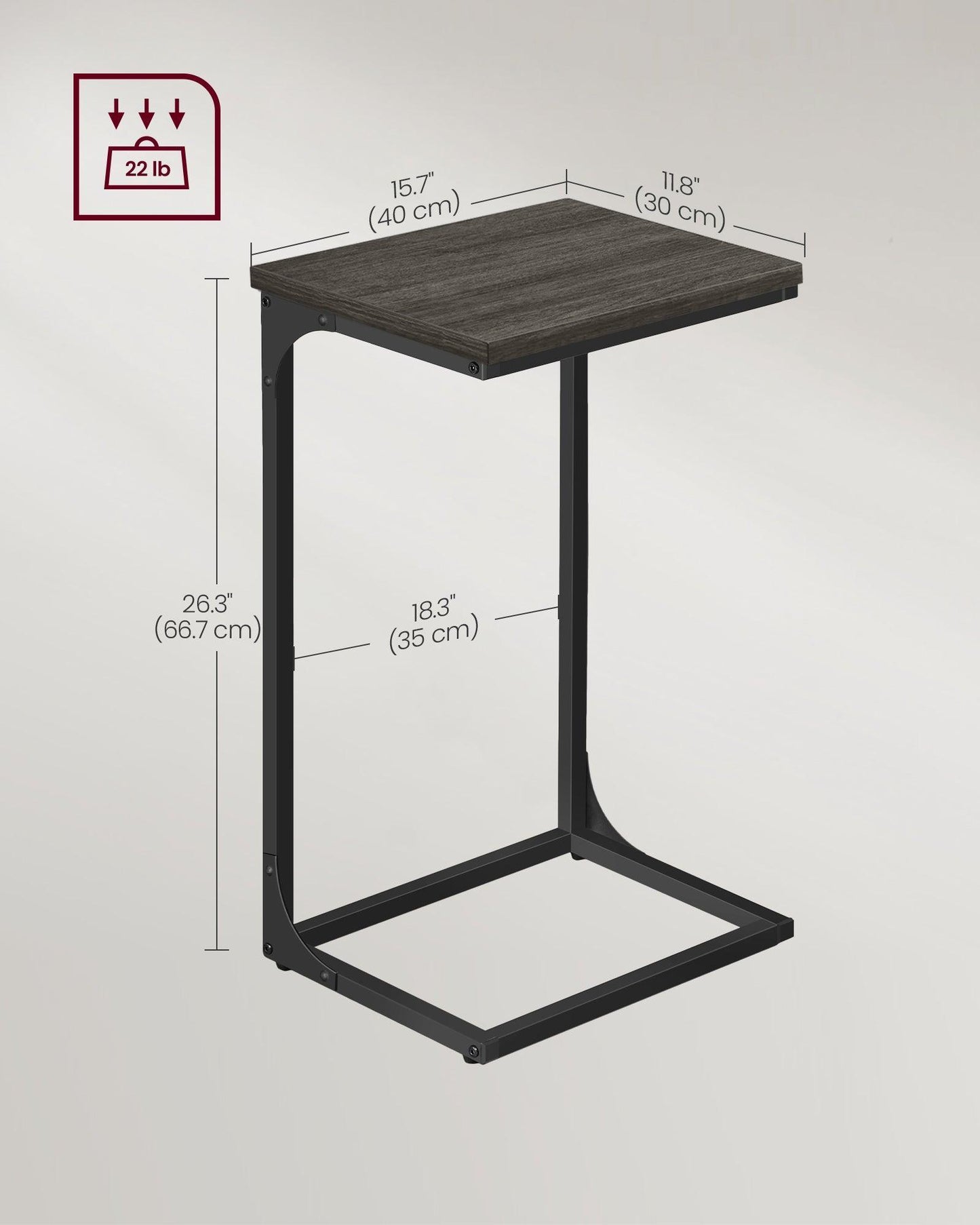 C-Shaped End Table Ebonized Oak Finish and Black FredCo