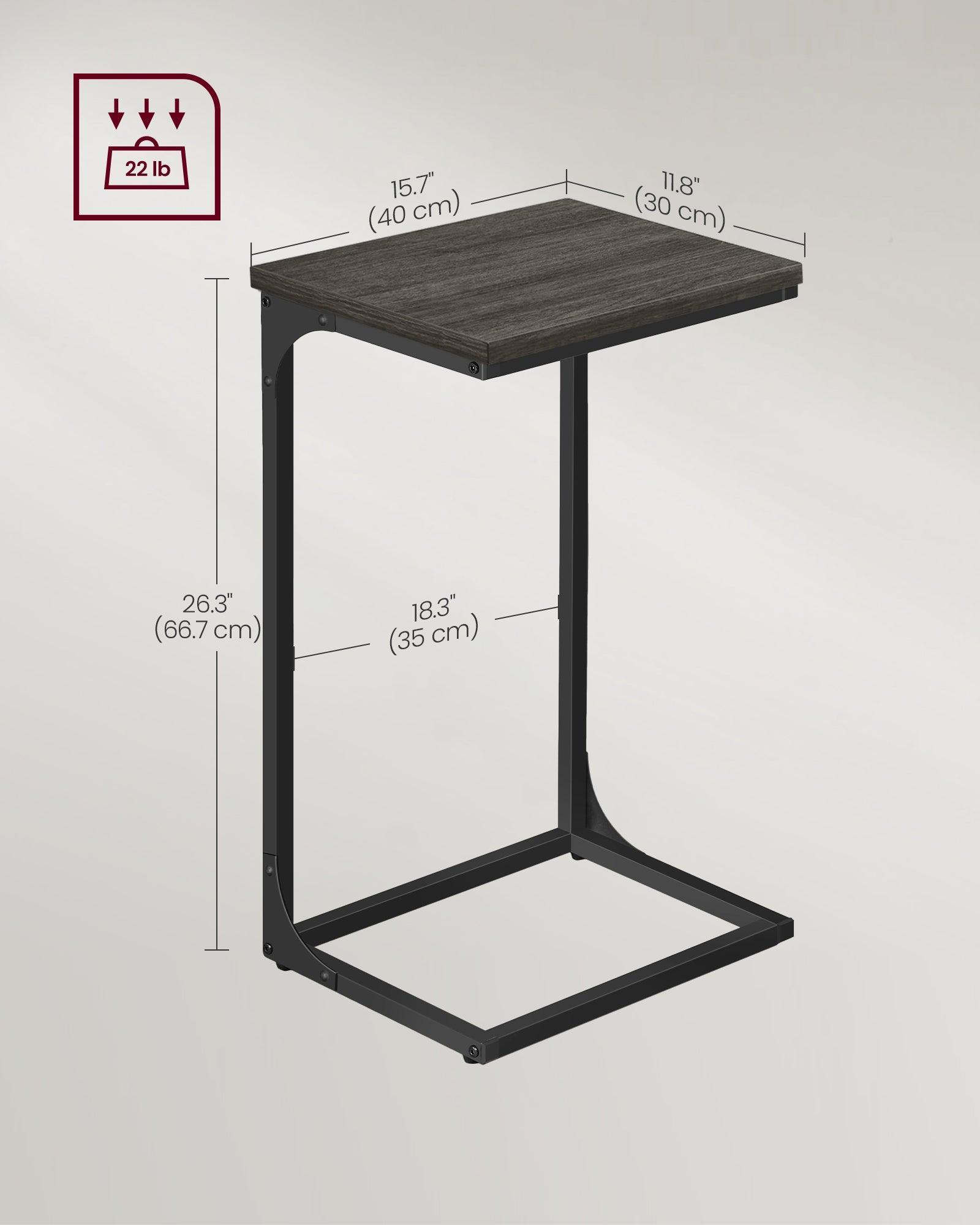 C-Shaped End Table Ebonized Oak Finish and Black FredCo