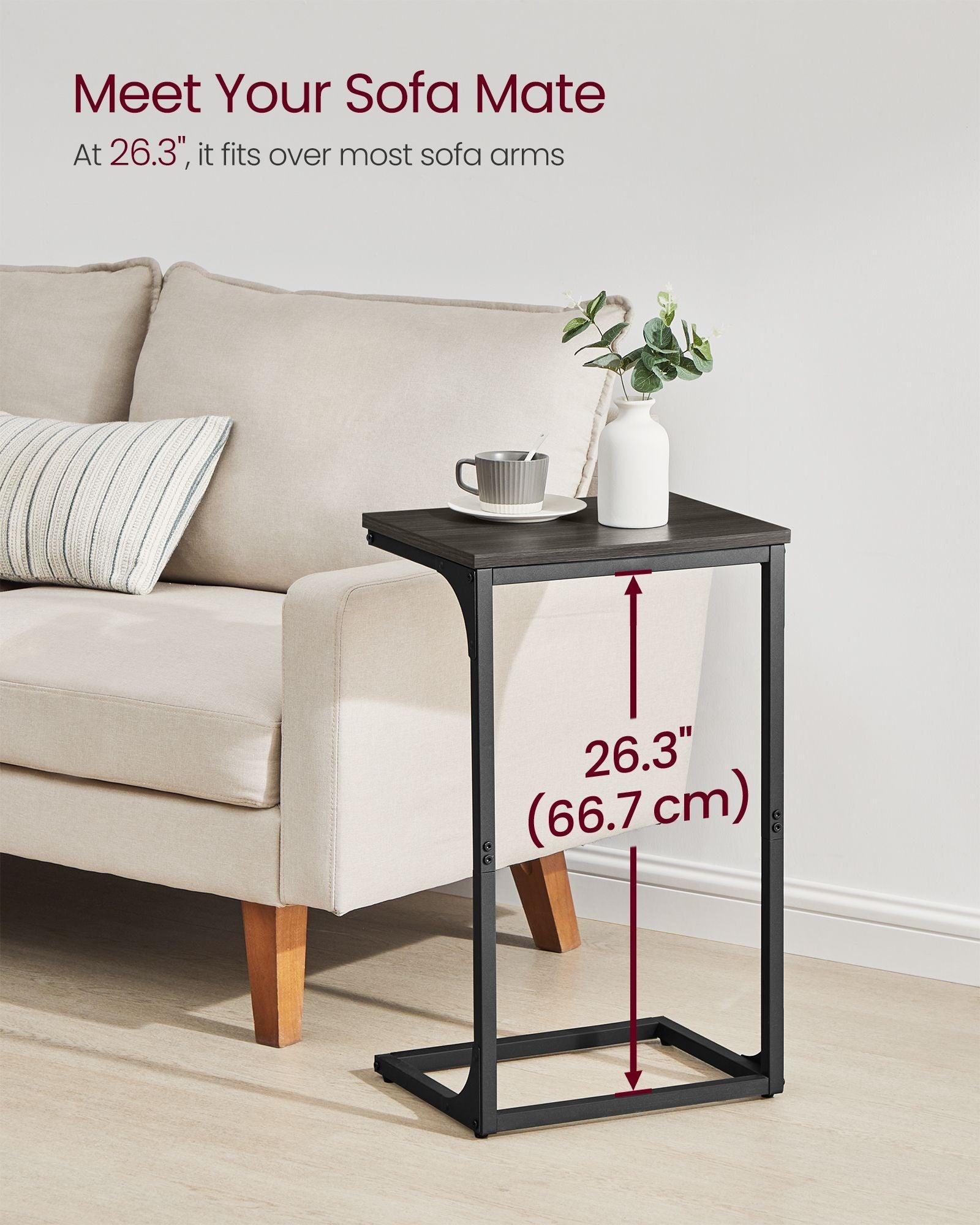 C-Shaped End Table Ebonized Oak Finish and Black FredCo