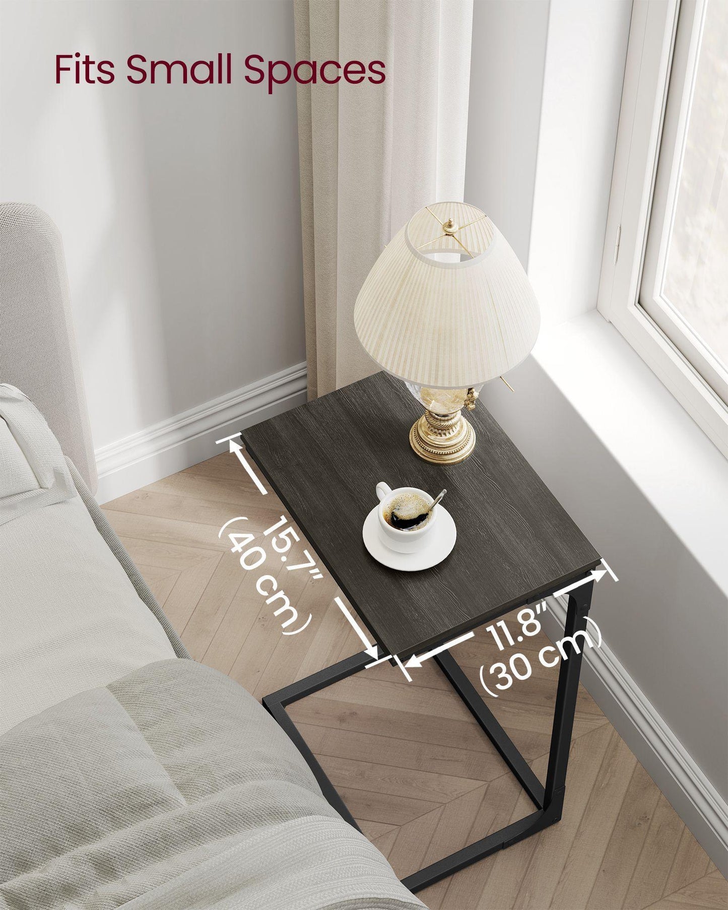 C-Shaped End Table Ebonized Oak Finish and Black FredCo