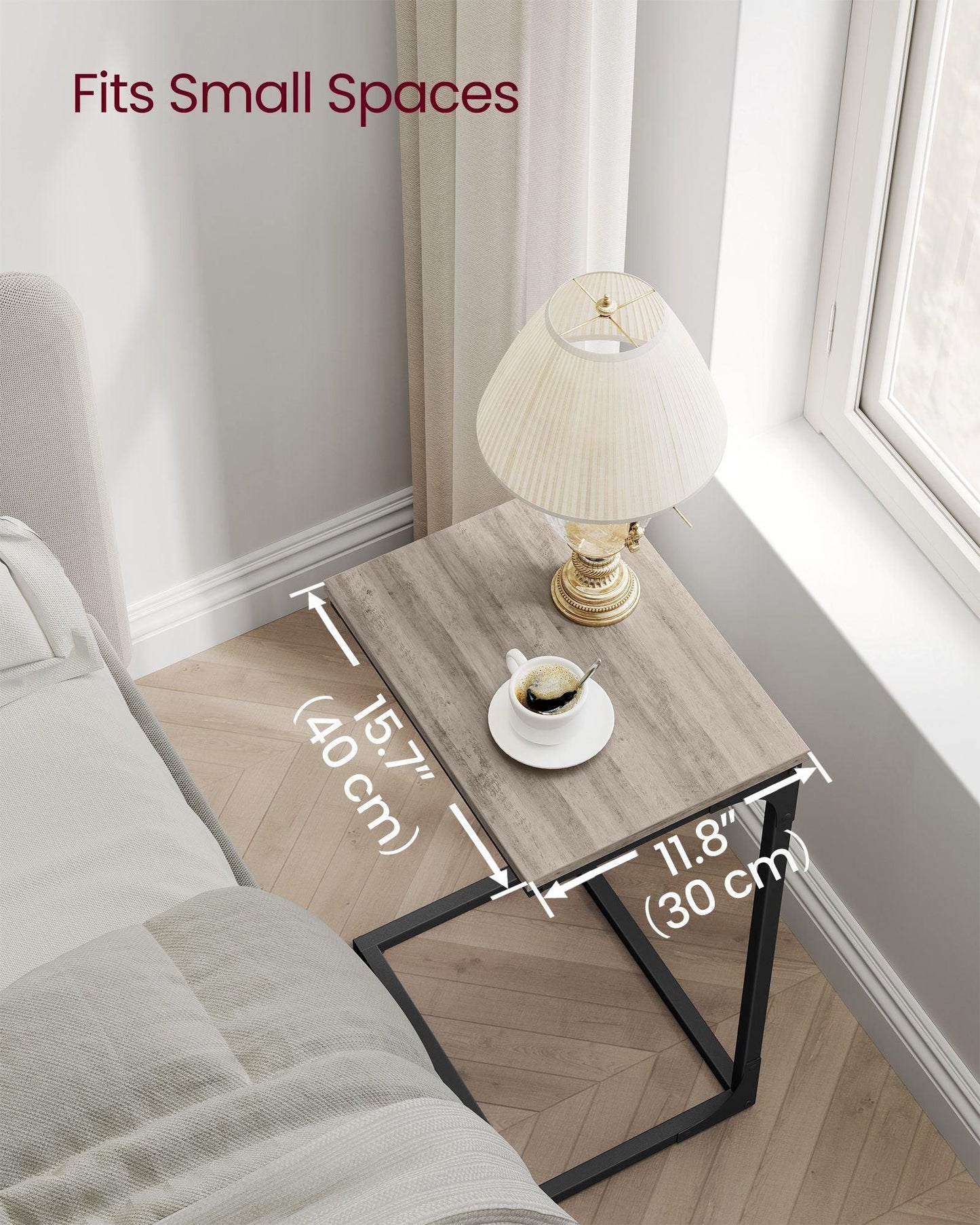 C-Shaped End Table Greige and Black FredCo