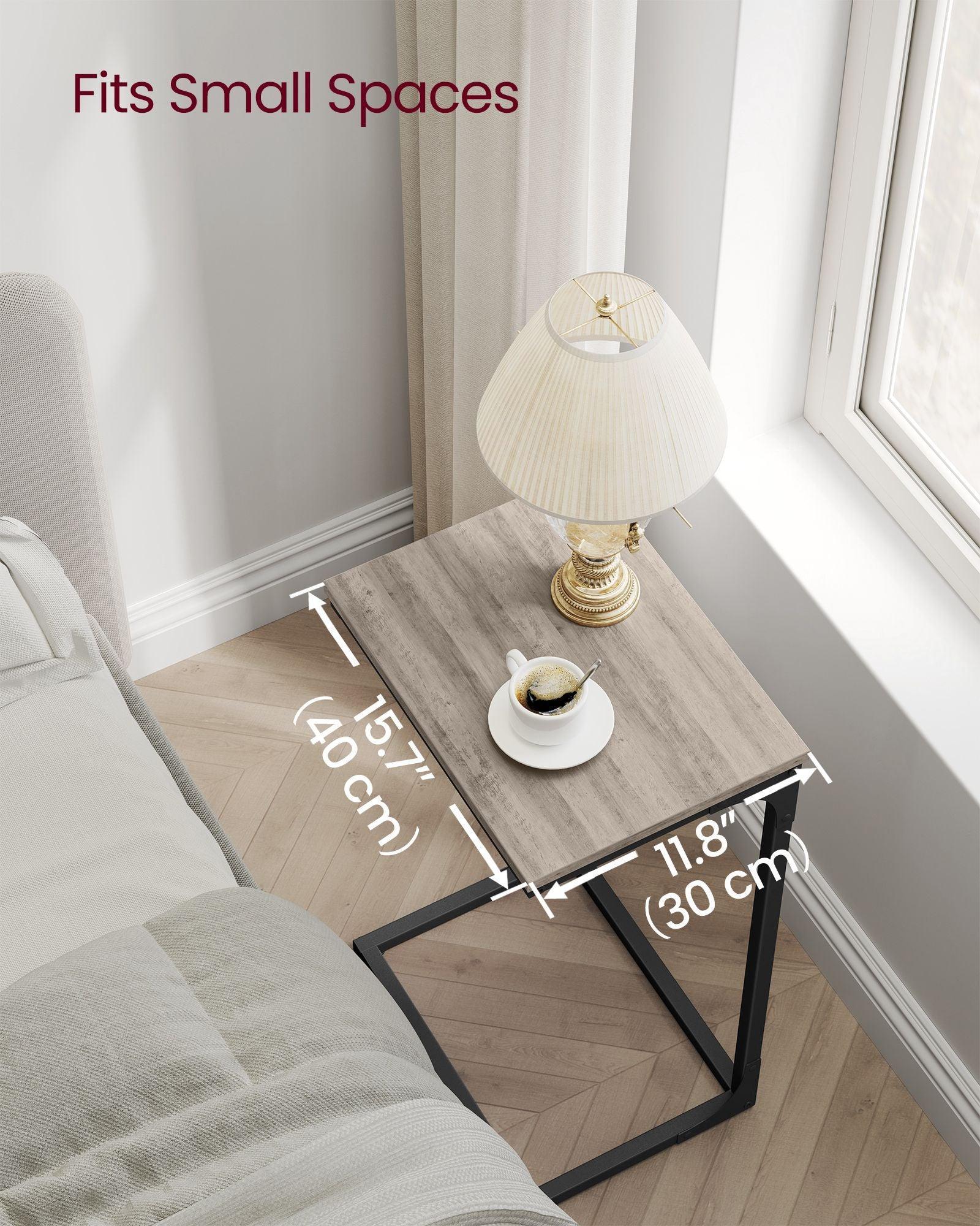 C-Shaped End Table Greige and Black FredCo