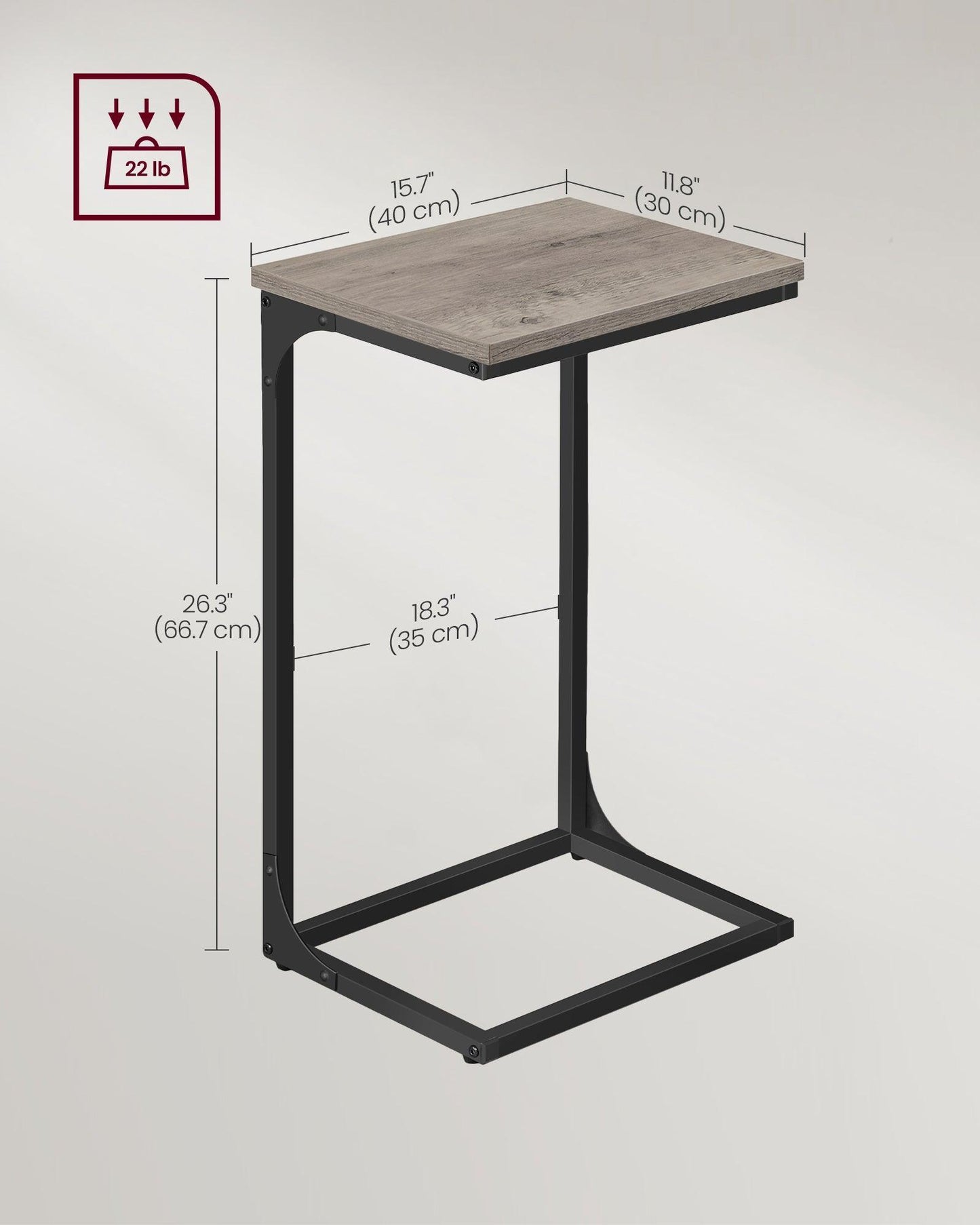 C-Shaped End Table Greige and Black FredCo