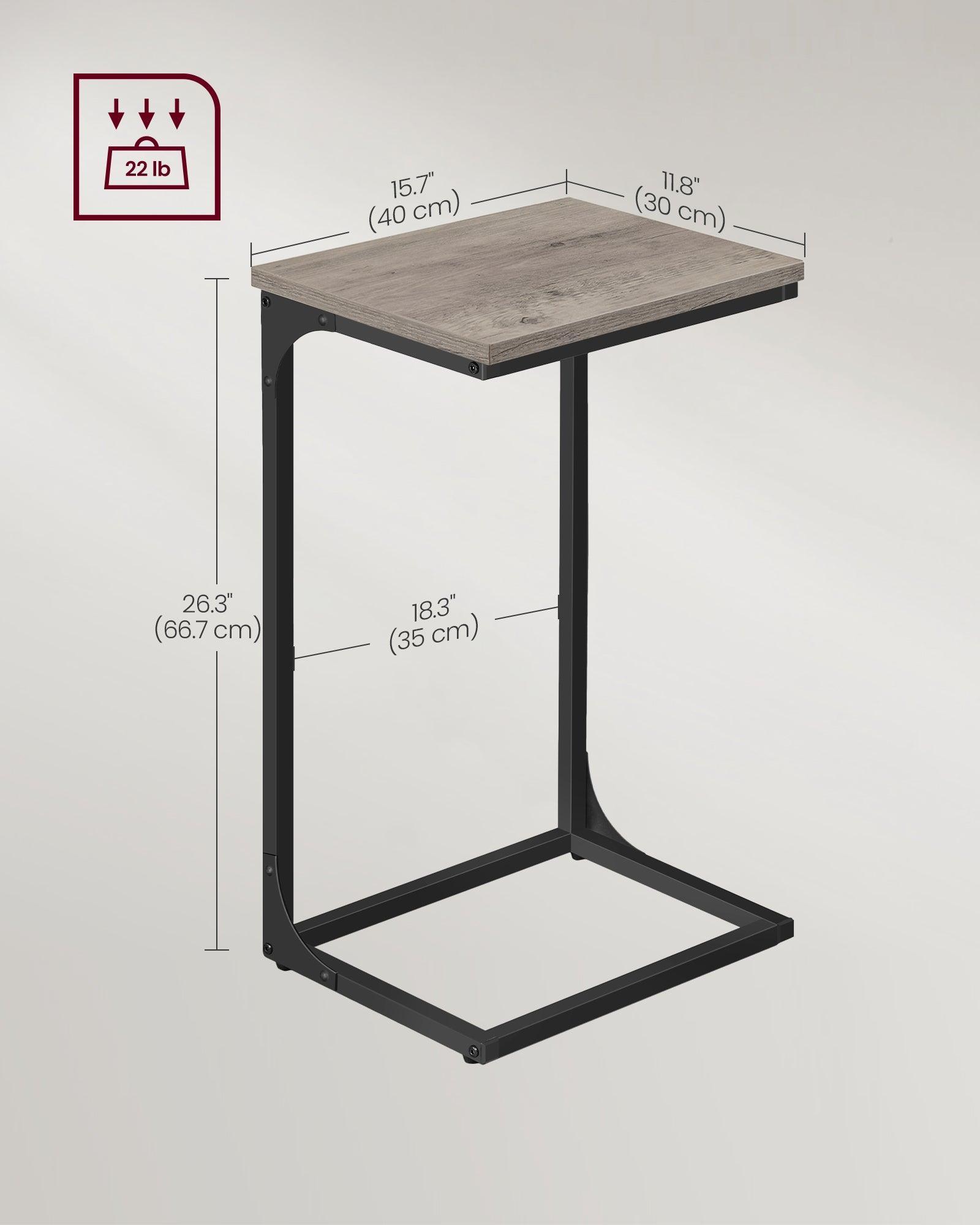 C-Shaped End Table Greige and Black FredCo