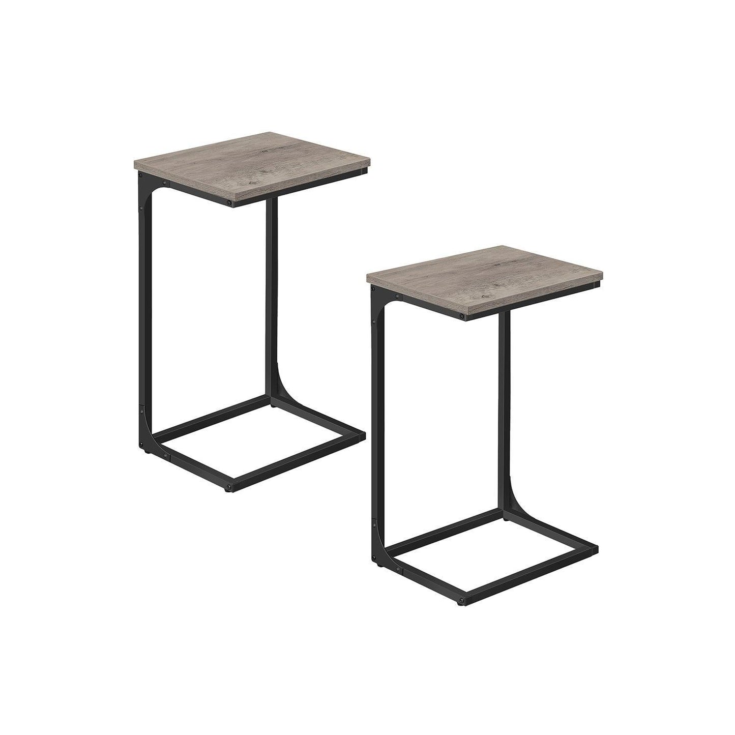 C-Shaped End Table Greige and Black FredCo