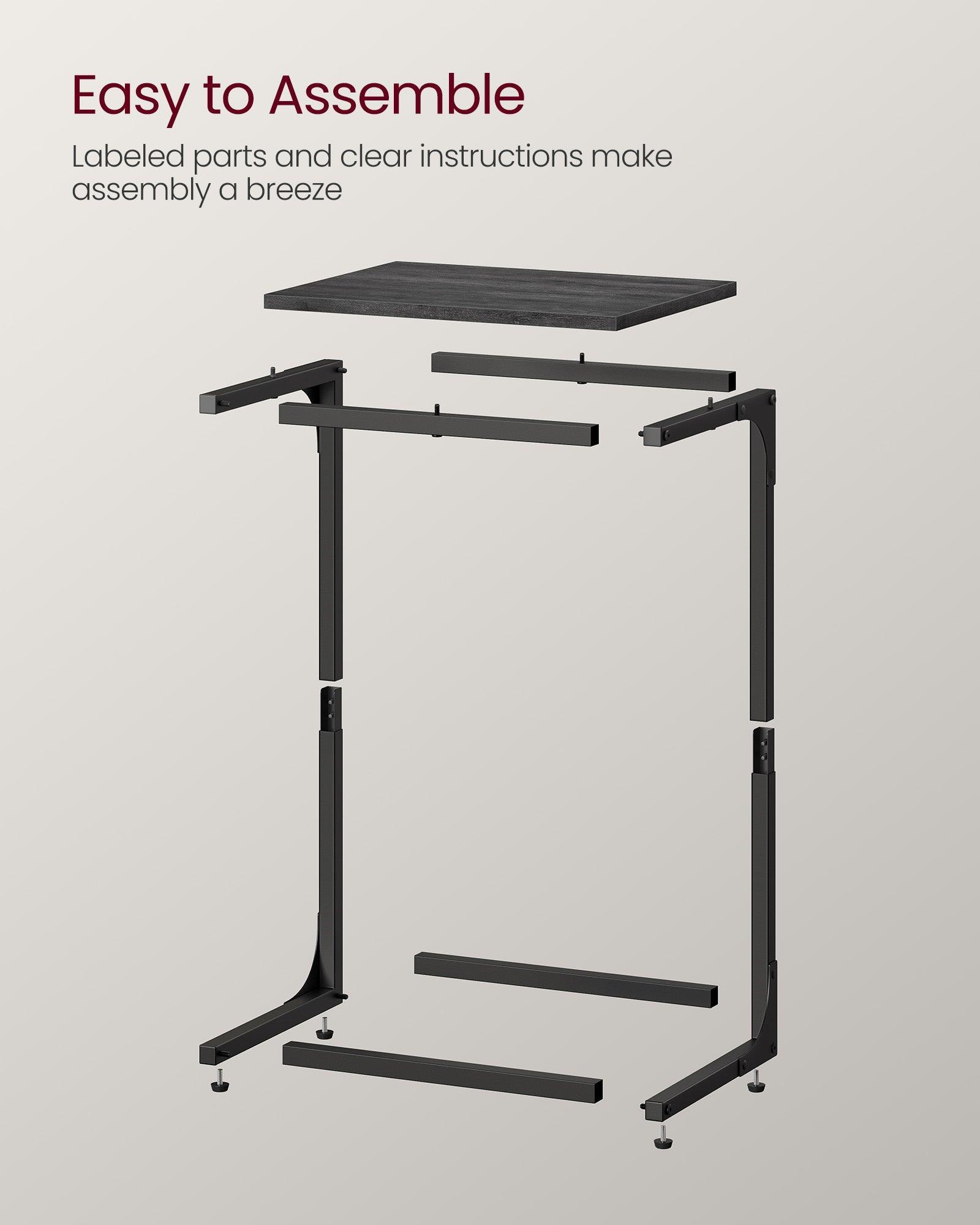 C-Shaped End Table Misty Gray and Black FredCo