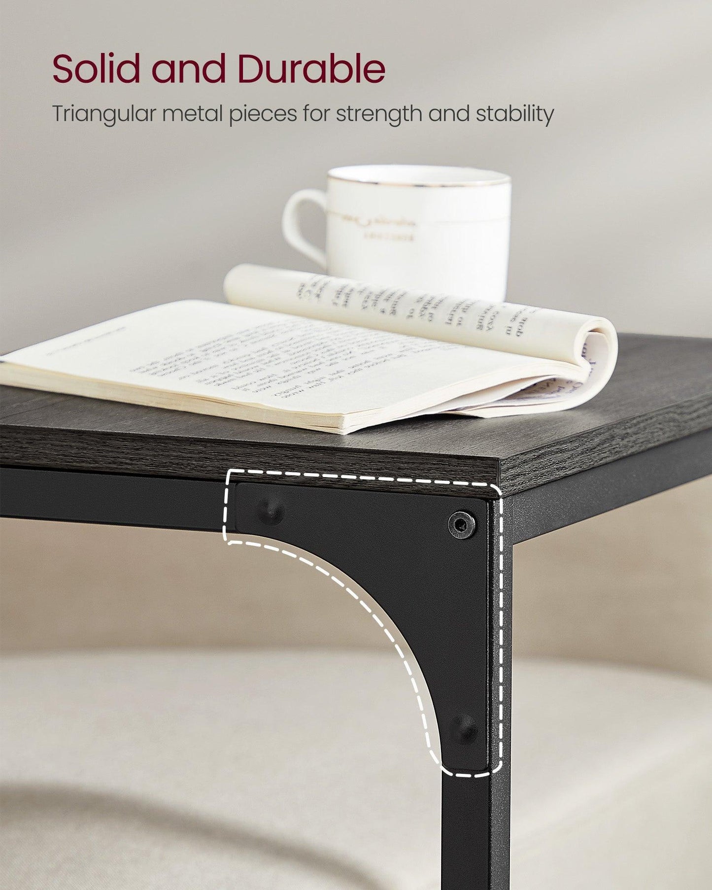 C-Shaped End Table Misty Gray and Black FredCo