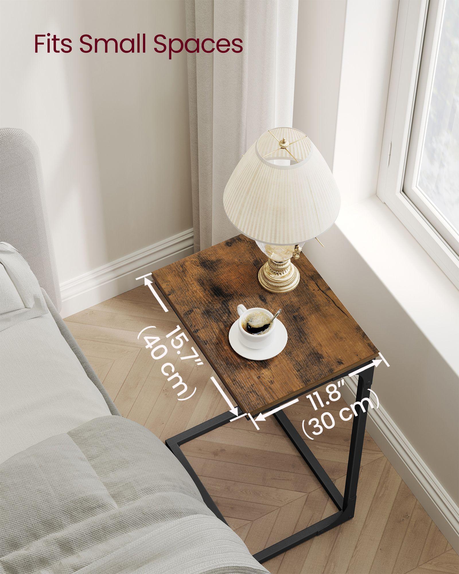 C-Shaped End Table Rustic Brown and Black FredCo