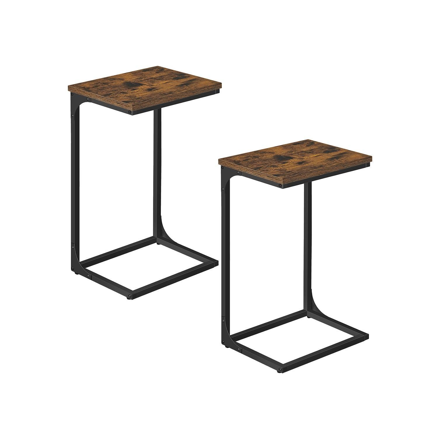 C-Shaped End Table Rustic Brown and Black FredCo