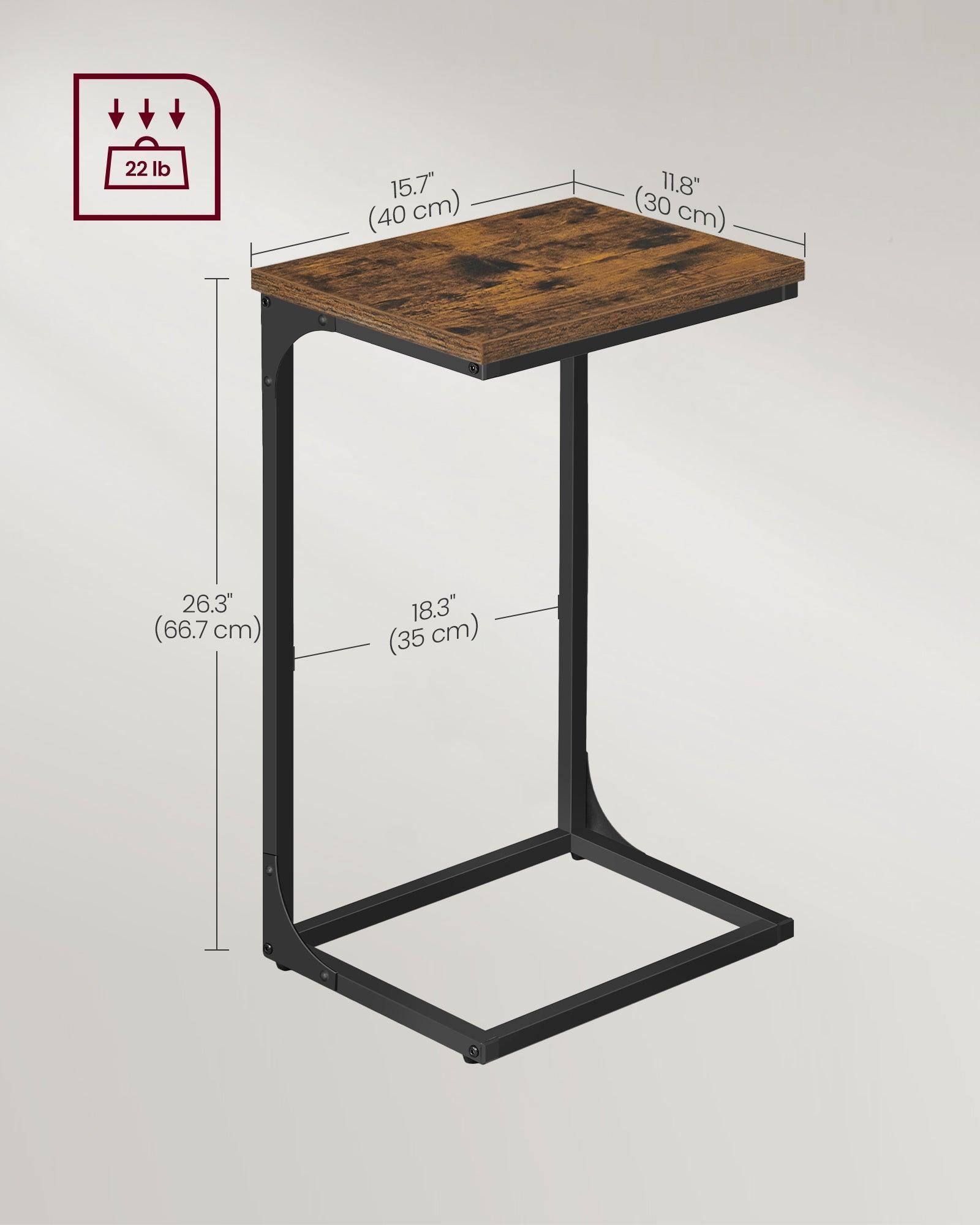 C-Shaped End Table Rustic Brown and Black FredCo