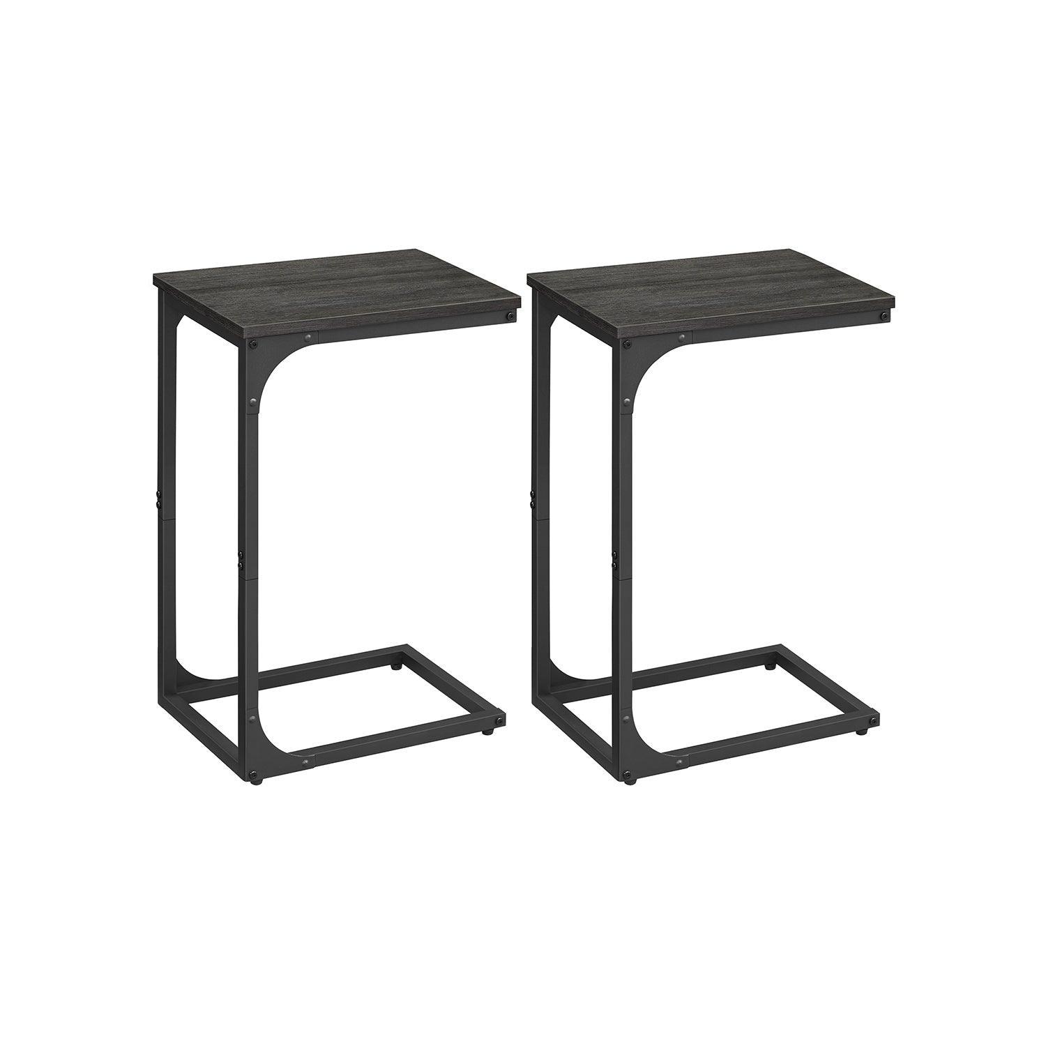 C-Shaped End Table Set of 2 Ebonized Oak and Black FredCo
