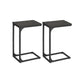 C-Shaped End Table Set of 2 Ebonized Oak and Black FredCo