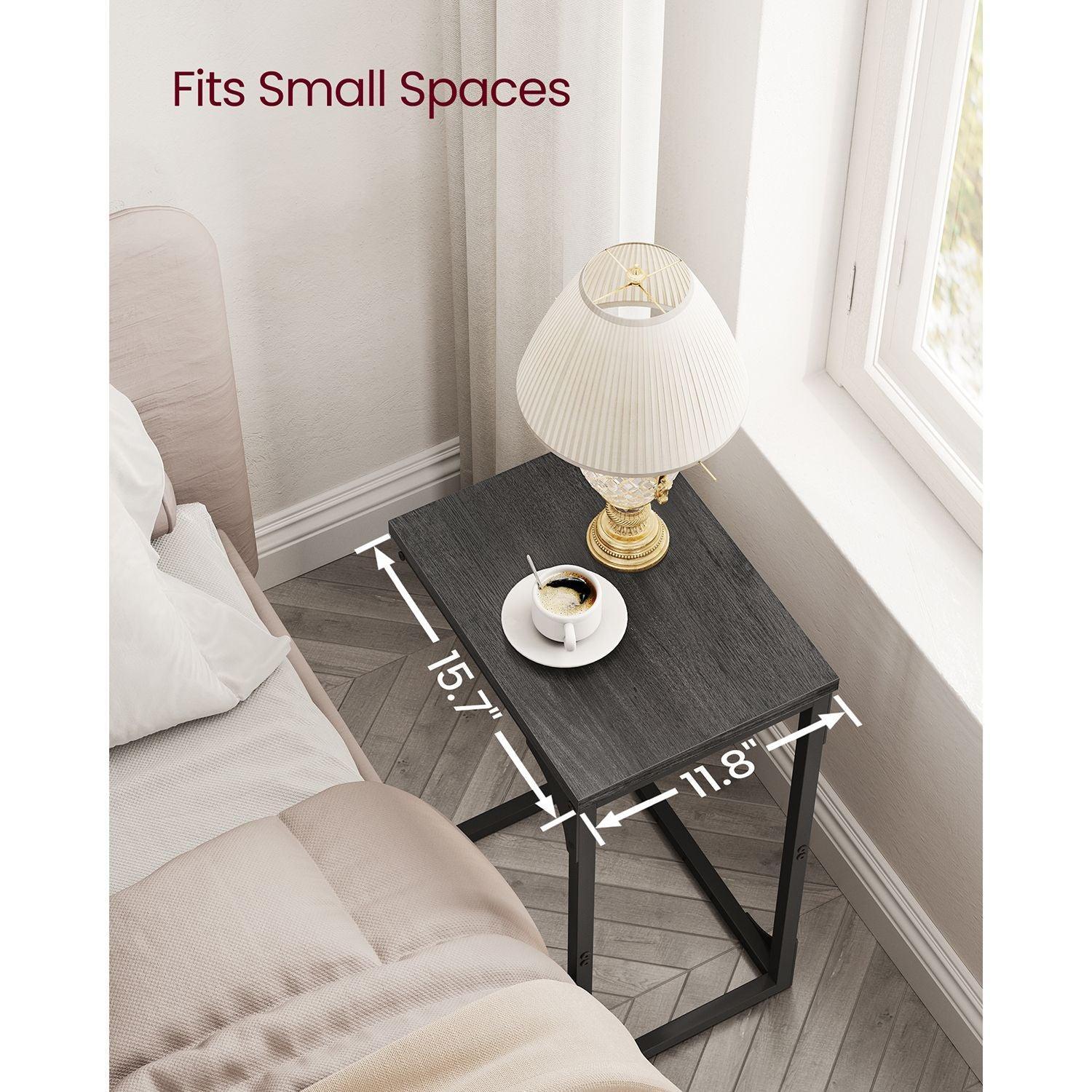 C-Shaped End Table Set of 2 Ebonized Oak and Black FredCo