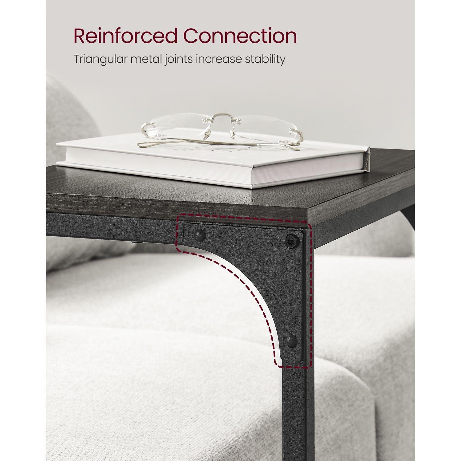 C-Shaped End Table Set of 2 Ebonized Oak and Black FredCo
