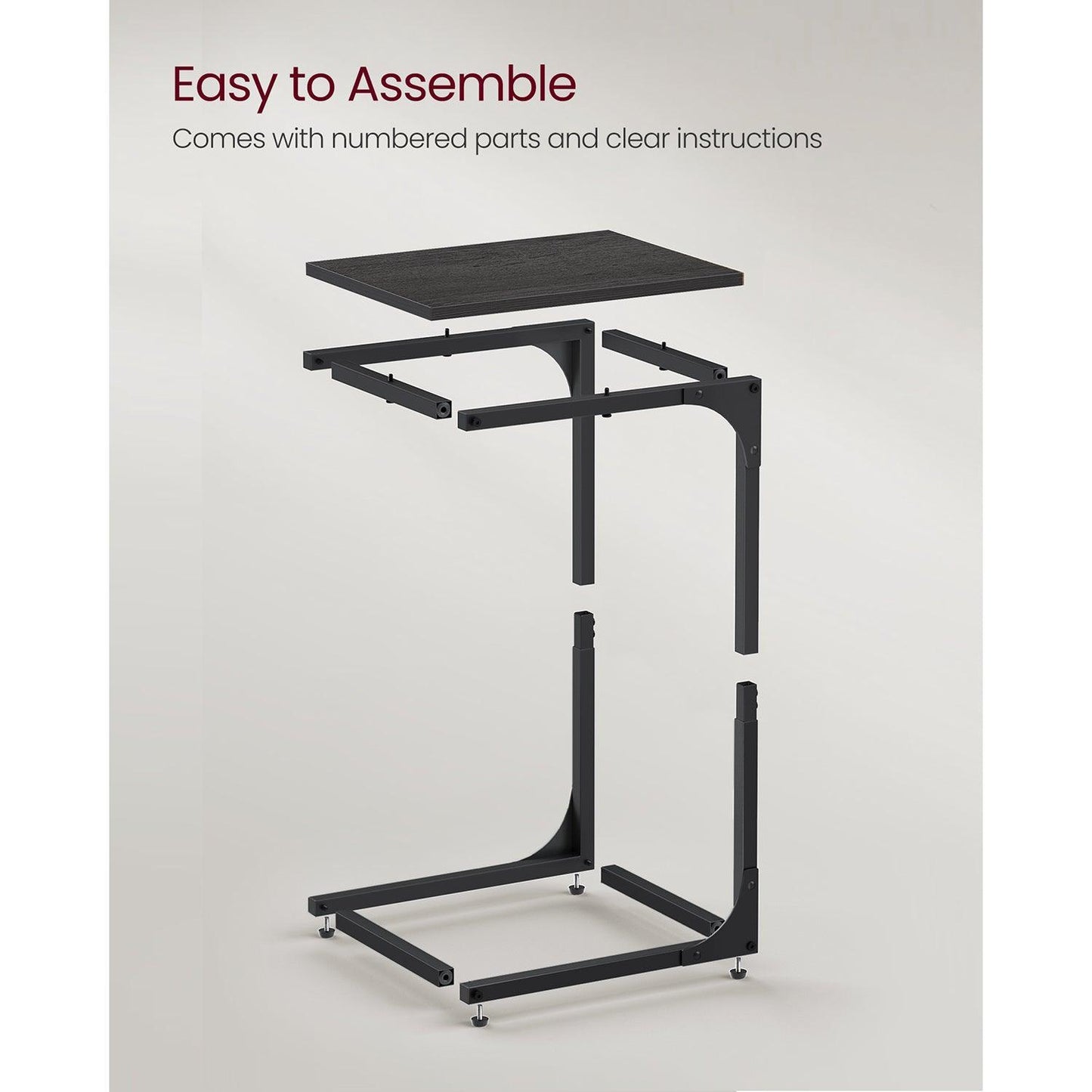C-Shaped End Table Set of 2 Ebonized Oak and Black FredCo