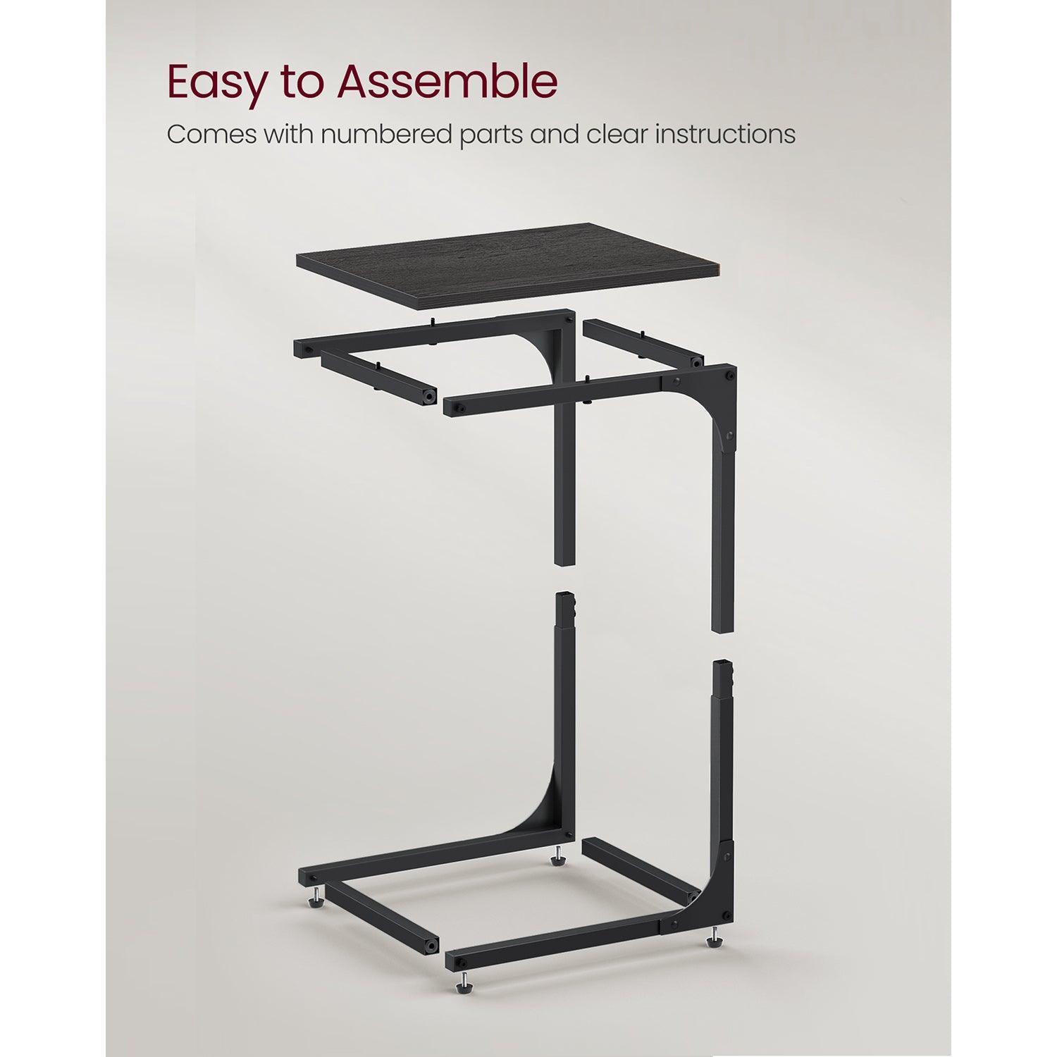C-Shaped End Table Set of 2 Ebonized Oak and Black FredCo