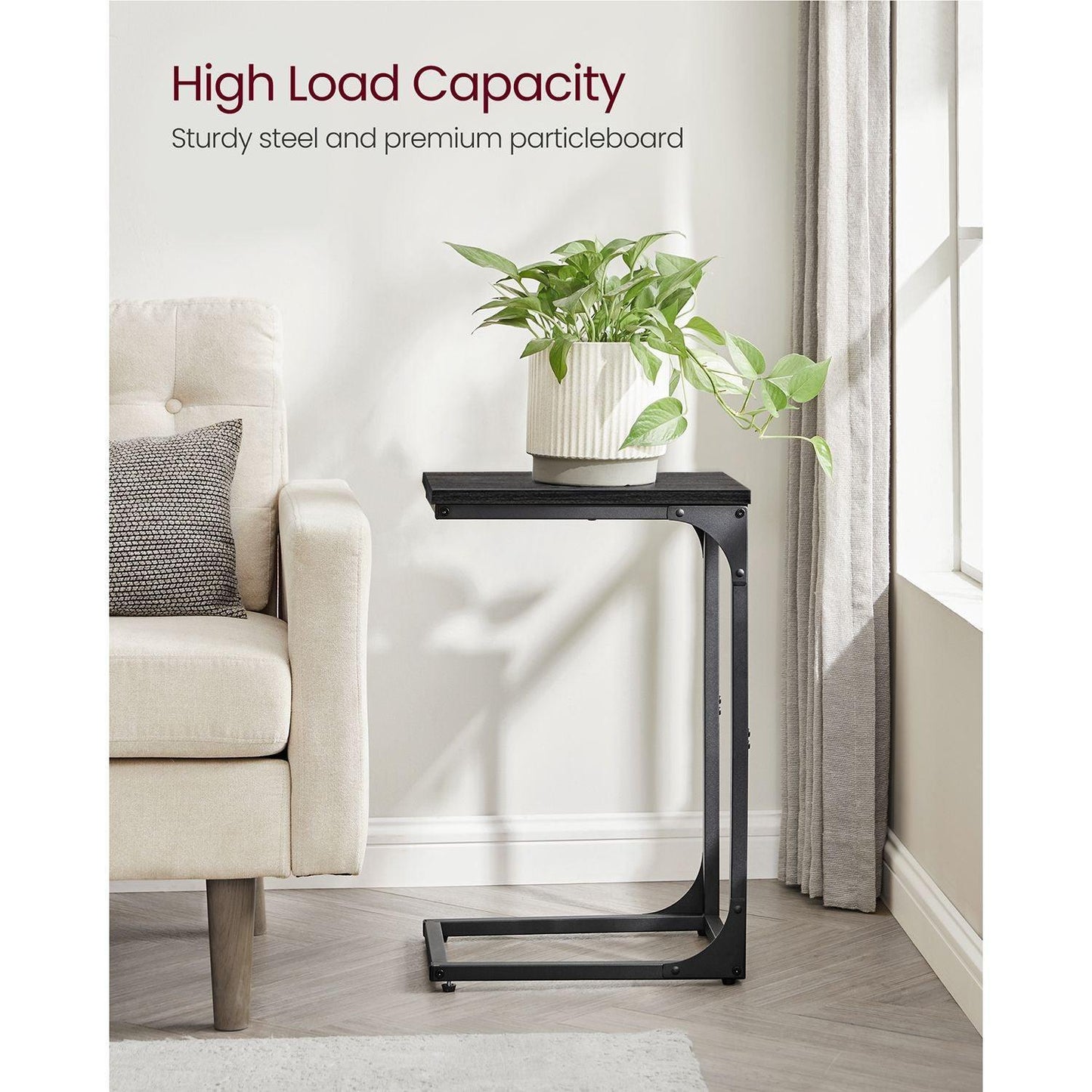 C-Shaped End Table Set of 2 Ebonized Oak and Black FredCo