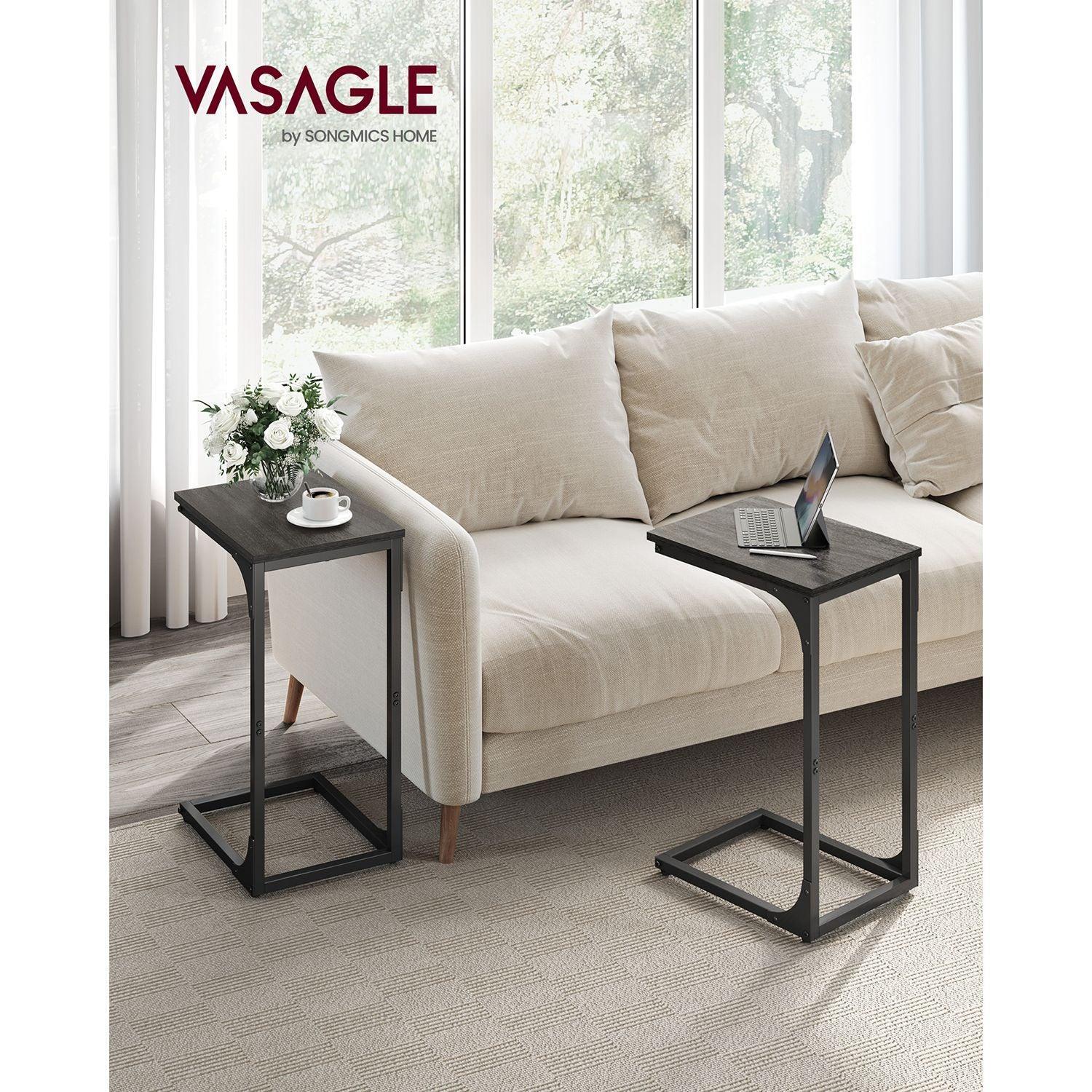 C-Shaped End Table Set of 2 Ebonized Oak and Black FredCo