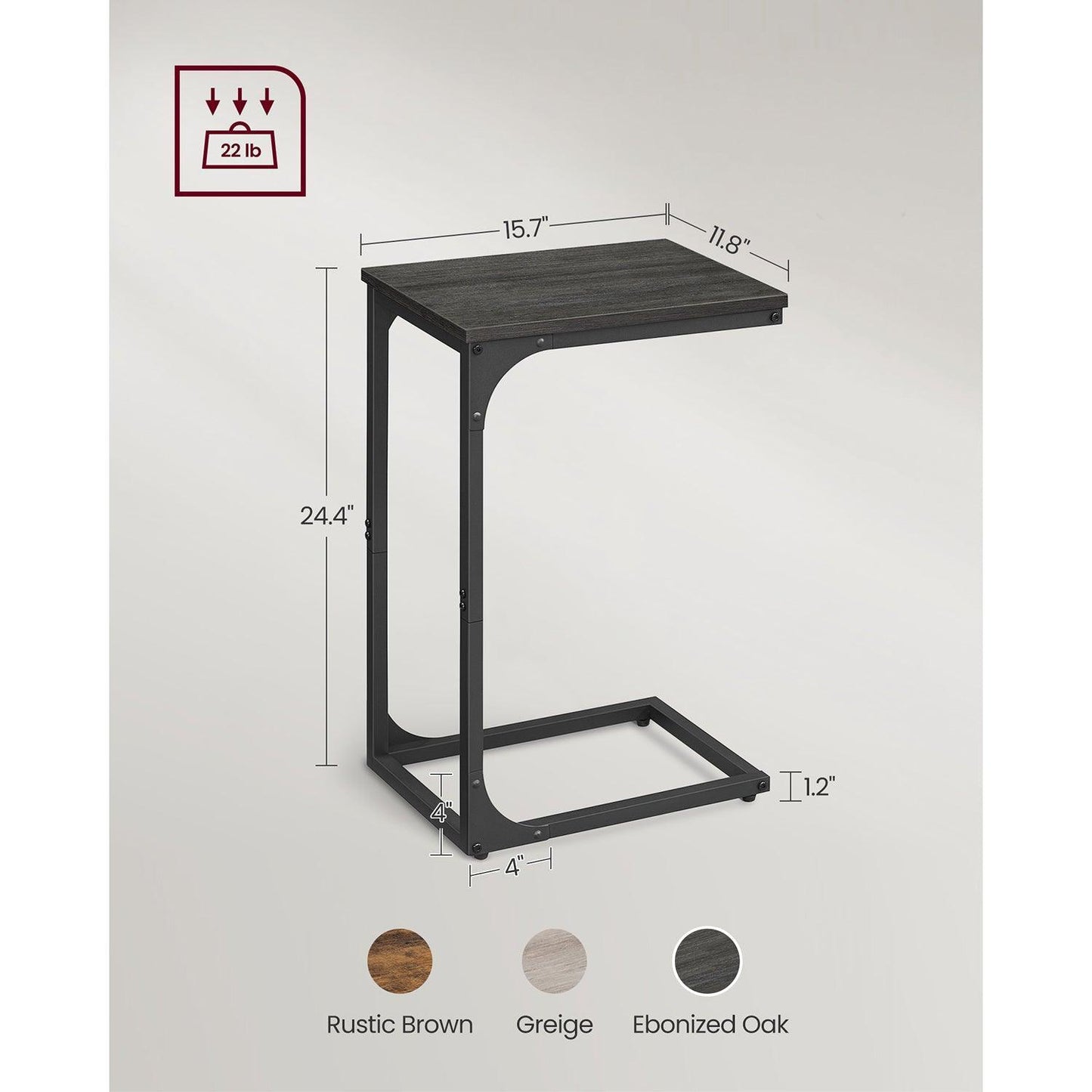 C-Shaped End Table Set of 2 Ebonized Oak and Black FredCo