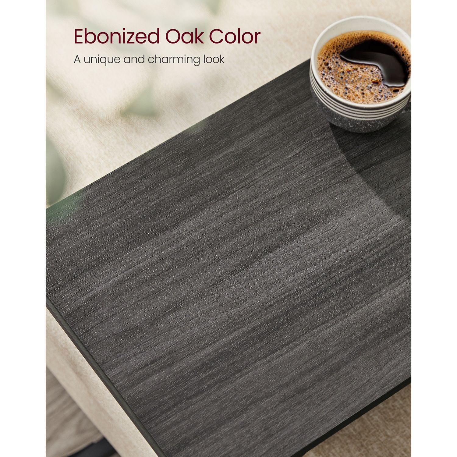C-Shaped End Table Set of 2 Ebonized Oak and Black FredCo