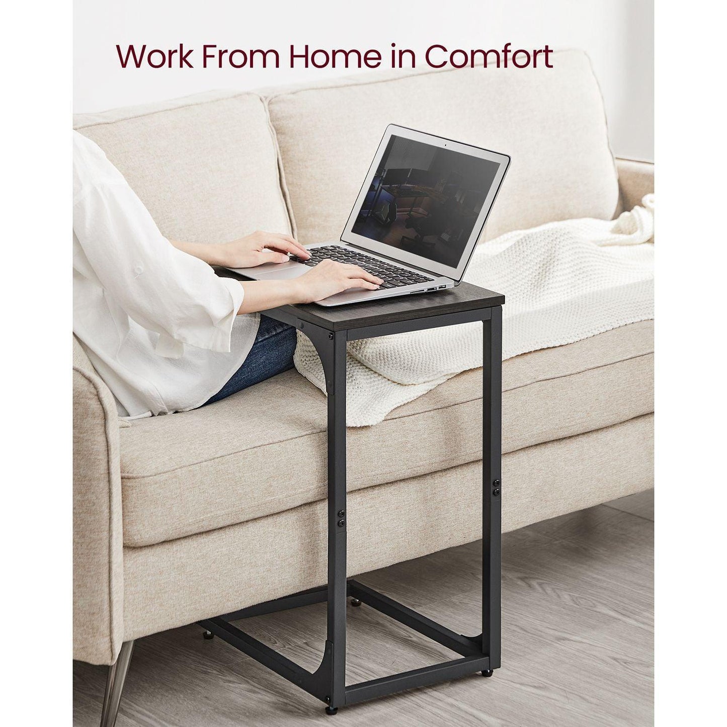 C-Shaped End Table Set of 2 Ebonized Oak and Black FredCo