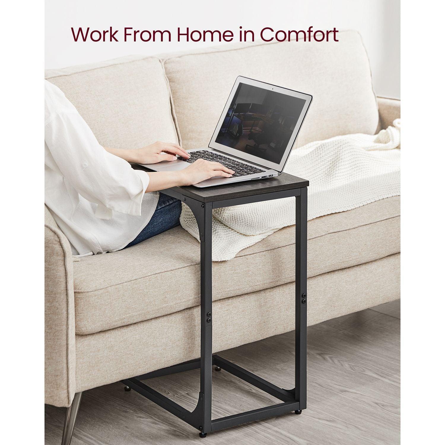 C-Shaped End Table Set of 2 Ebonized Oak and Black FredCo