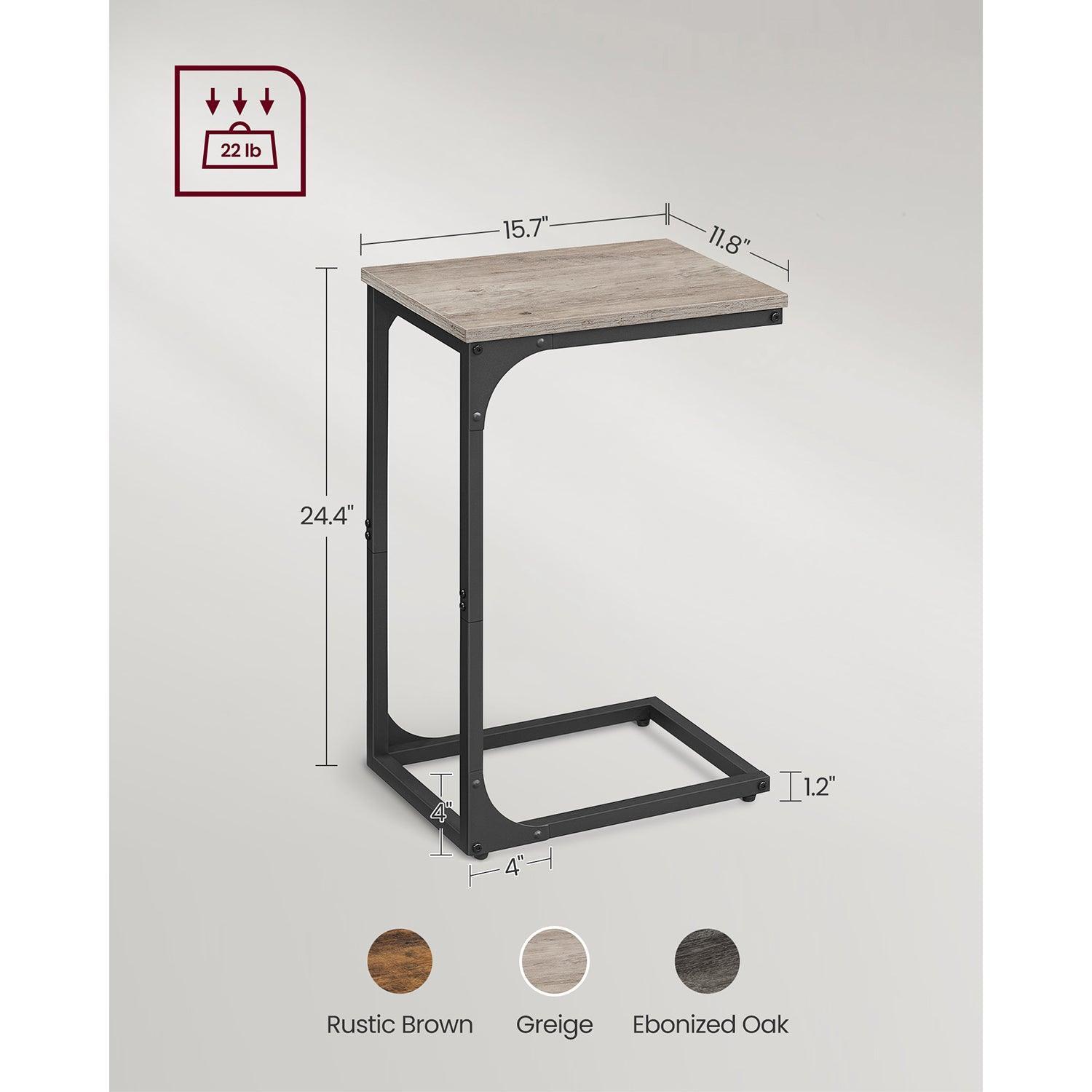 C-Shaped End Table Set of 2 Greige and Black FredCo