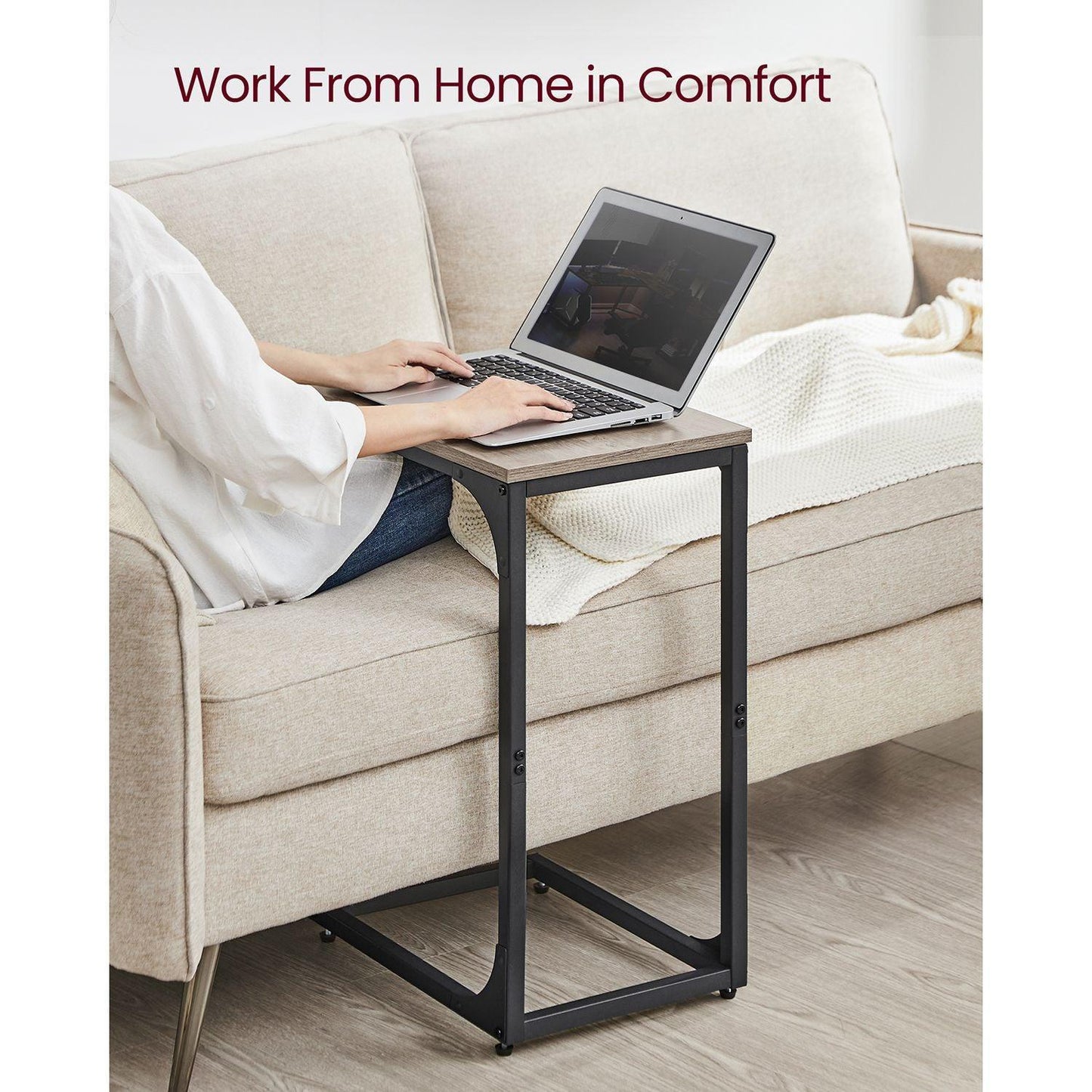 C-Shaped End Table Set of 2 Greige and Black FredCo