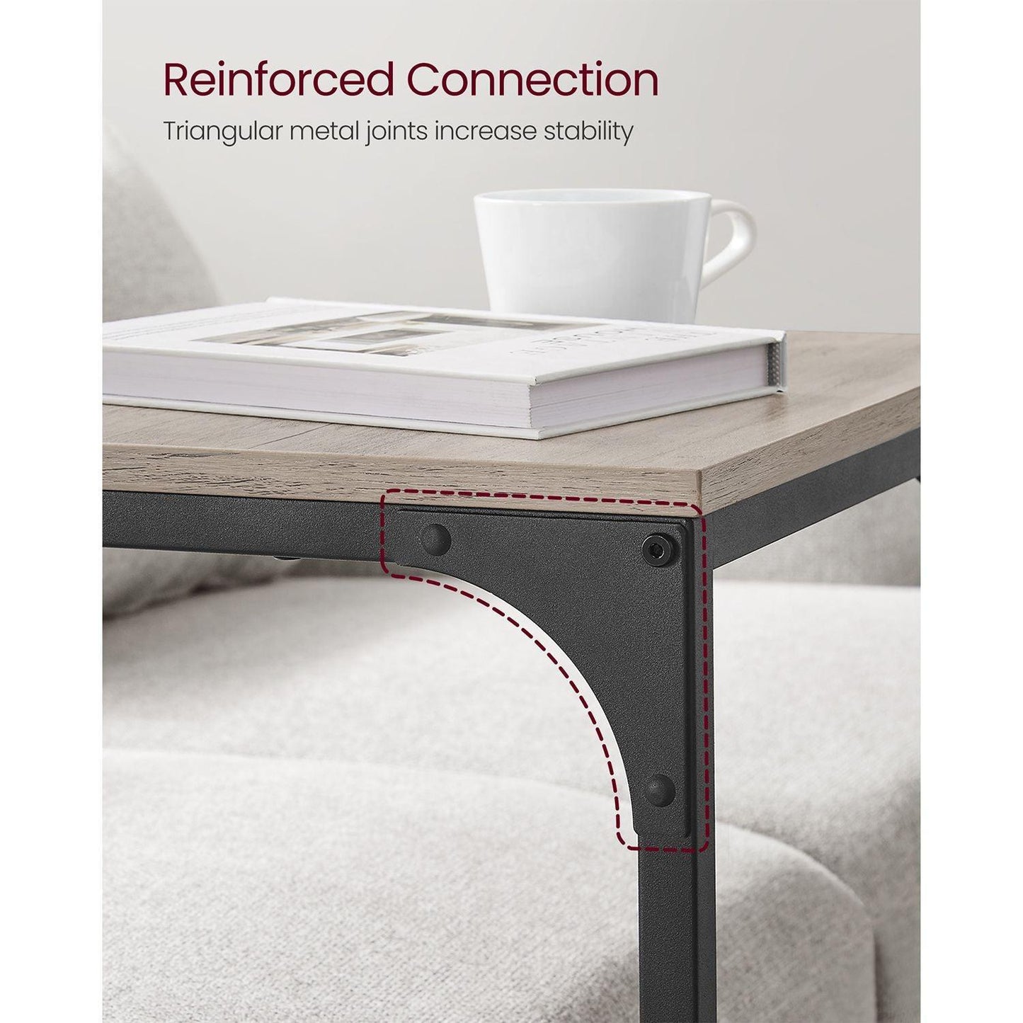 C-Shaped End Table Set of 2 Greige and Black FredCo