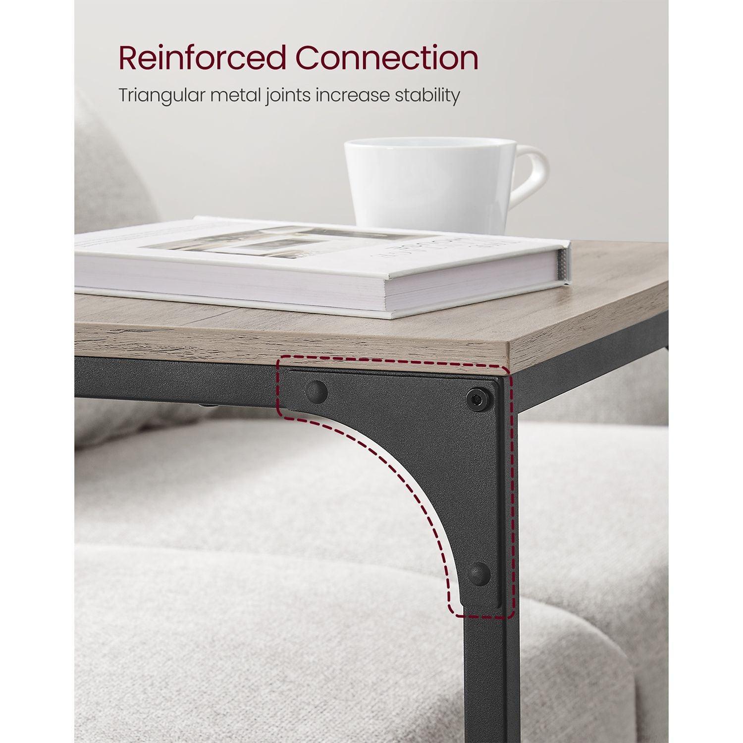 C-Shaped End Table Set of 2 Greige and Black FredCo