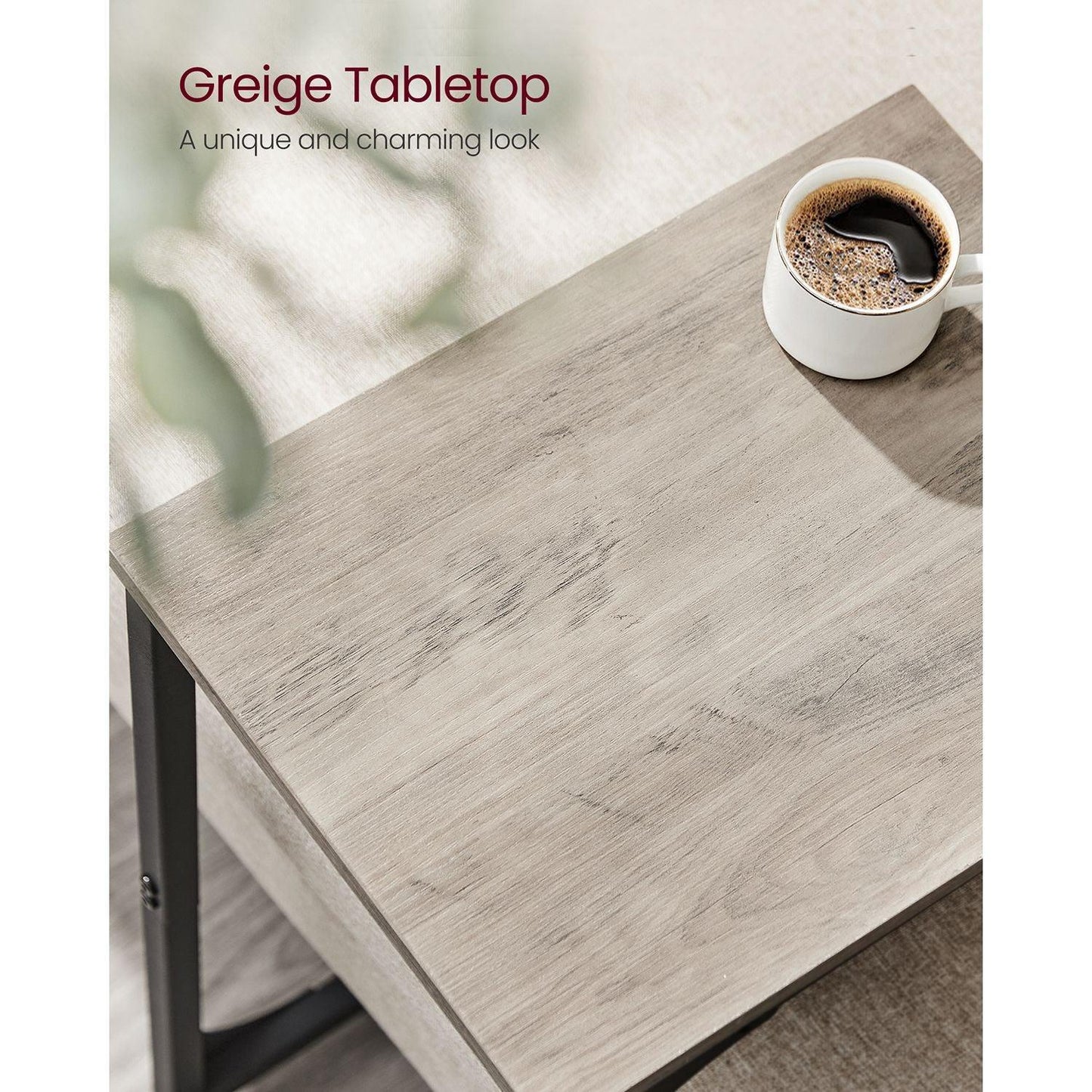 C-Shaped End Table Set of 2 Greige and Black FredCo