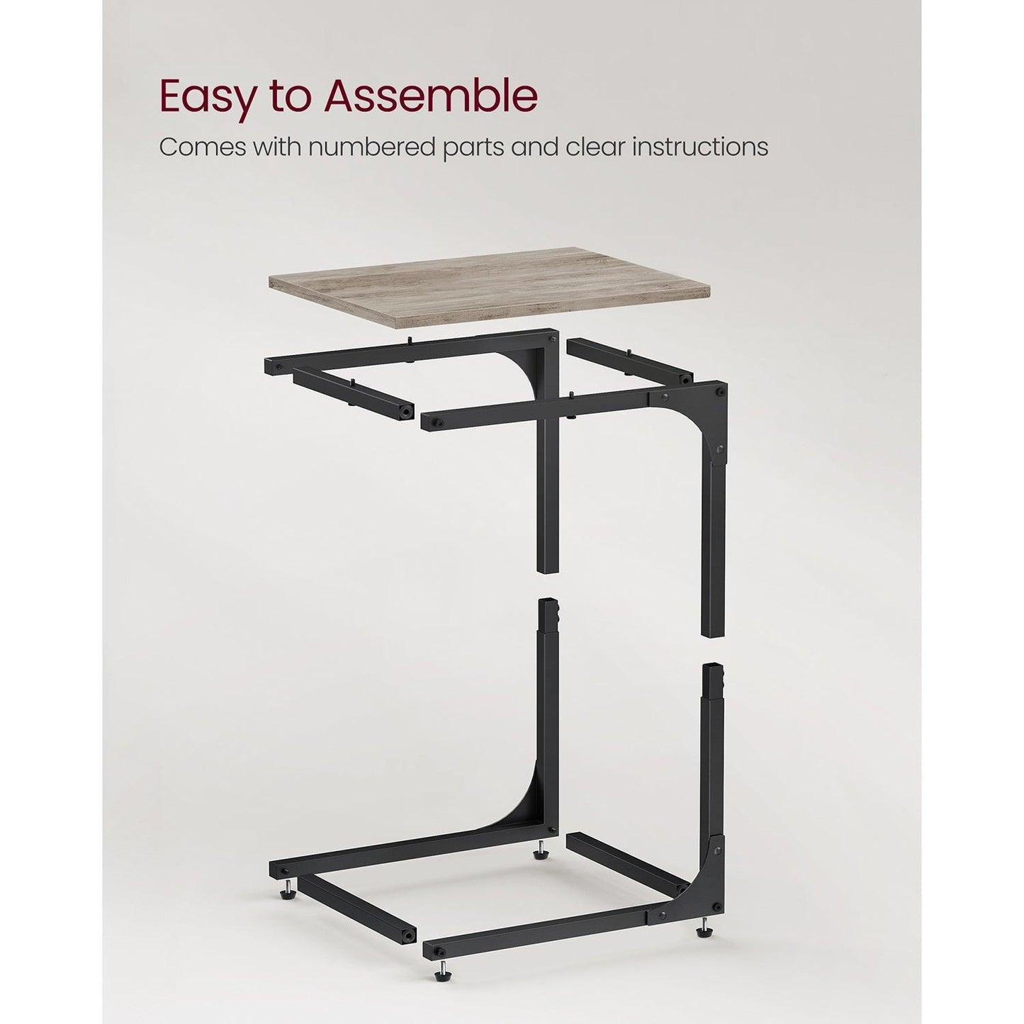 C-Shaped End Table Set of 2 Greige and Black FredCo