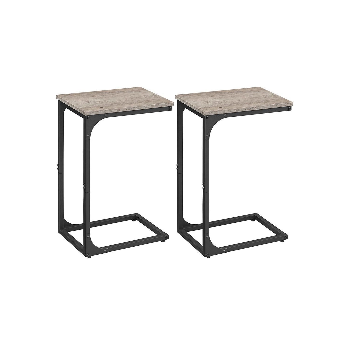 C-Shaped End Table Set of 2 Greige and Black FredCo