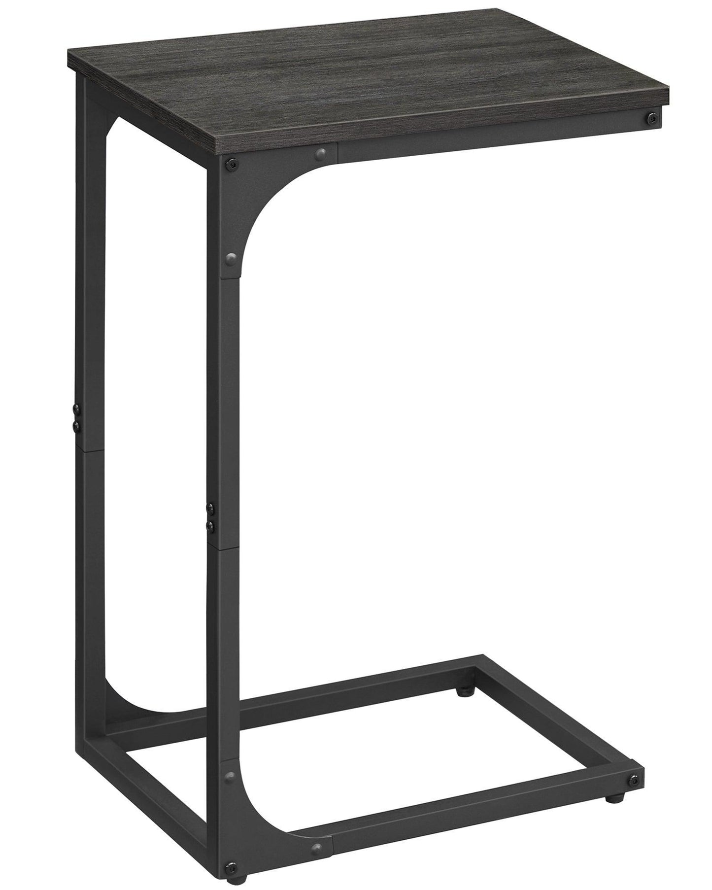 C-Shaped End Table, Small Side Table for Couch, Sofa Table with Metal Frame for Living Room, Bedroom, Bedside, Ebonized Oak and Black FredCo