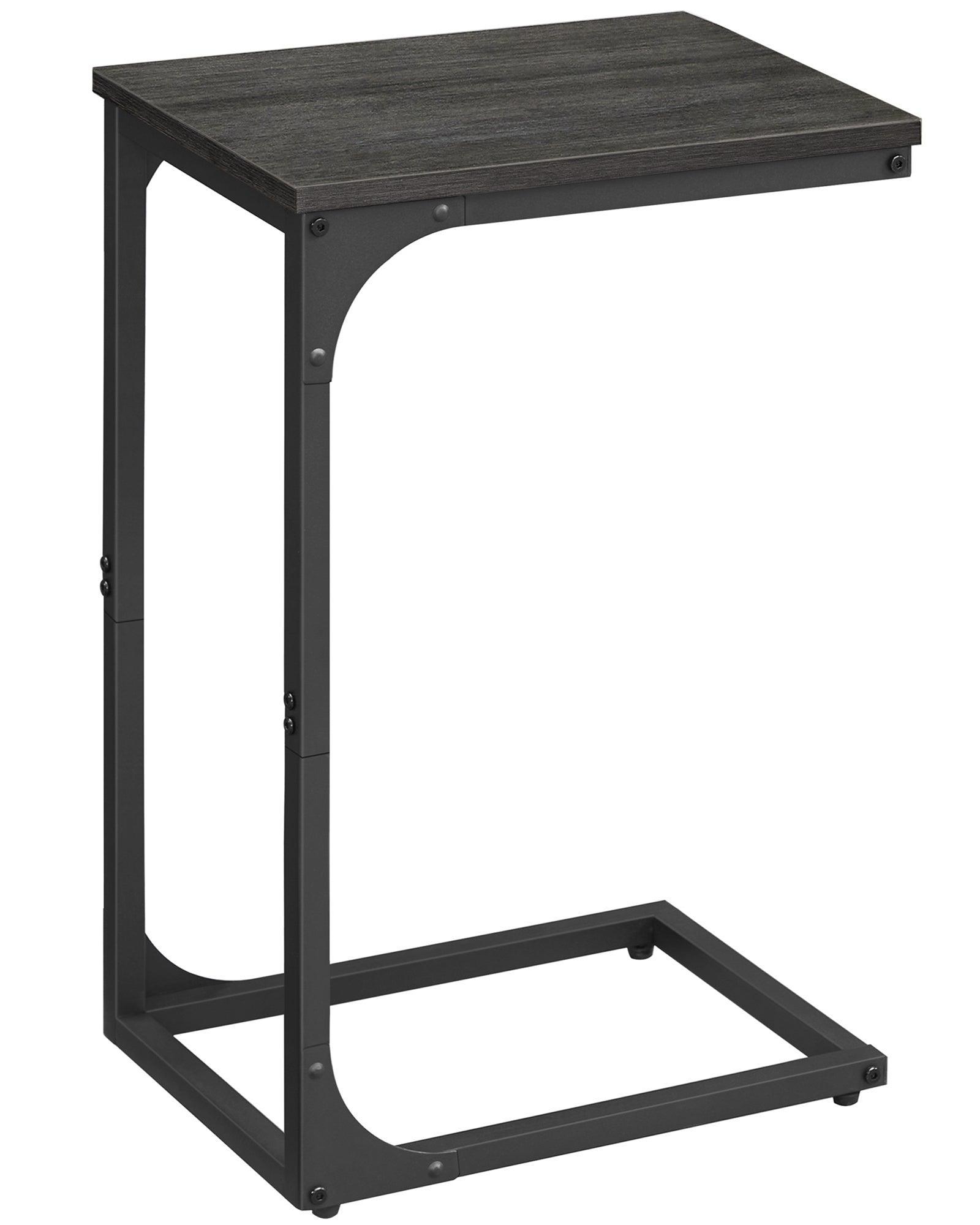 C-Shaped End Table, Small Side Table for Couch, Sofa Table with Metal Frame for Living Room, Bedroom, Bedside, Ebonized Oak and Black FredCo