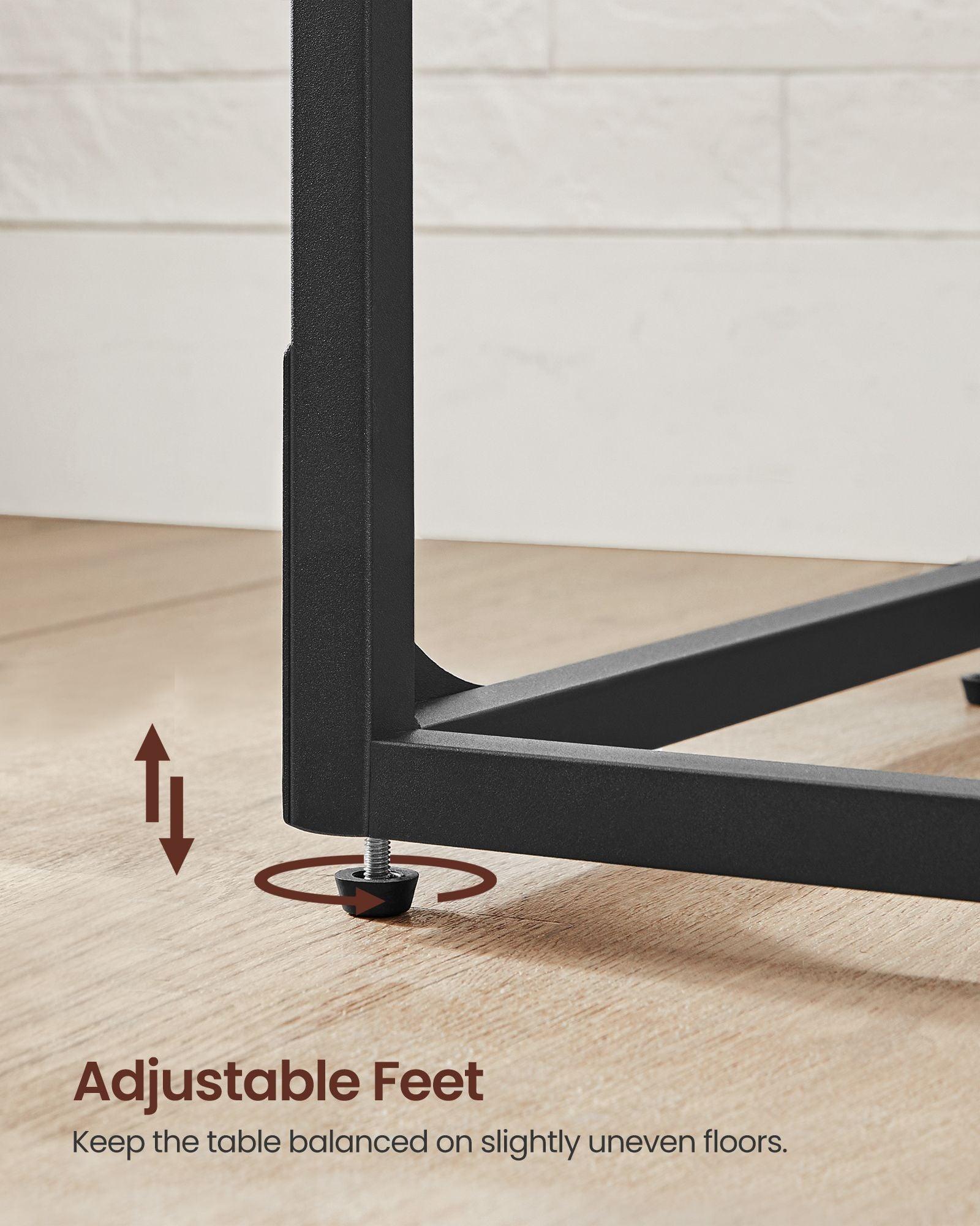 C-Shaped End Table, Small Side Table for Couch, Sofa Table with Metal Frame for Living Room, Bedroom, Bedside, Greige and Black FredCo