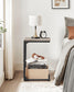 C-Shaped End Table, Small Side Table for Couch, Sofa Table with Metal Frame for Living Room, Bedroom, Bedside, Greige and Black FredCo