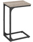C-Shaped End Table, Small Side Table for Couch, Sofa Table with Metal Frame for Living Room, Bedroom, Bedside, Greige and Black FredCo
