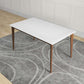 Lindsey Mid-Century Modern Solid Wood Dining Table with White Top and Walnut Legs, 59 inches for Bedroom Hallway, Entryway FredCo