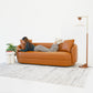 Dylan Modern Cognac Leather Sofa with Composite Leather and Eucalyptus Frame, 85'W FredCo