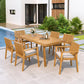 Durable 7 - Piece Patio Furniture Set Acacia Wood Table and 6 Heavy-Duty Cushioned Chairs, Natural FredCo