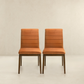 Ines Mid-Century Modern Burnt Orange Velvet Dining Chair Set with Walnut Solid Wood Base 35.8'H x 18.9'W x 24'D FredCo